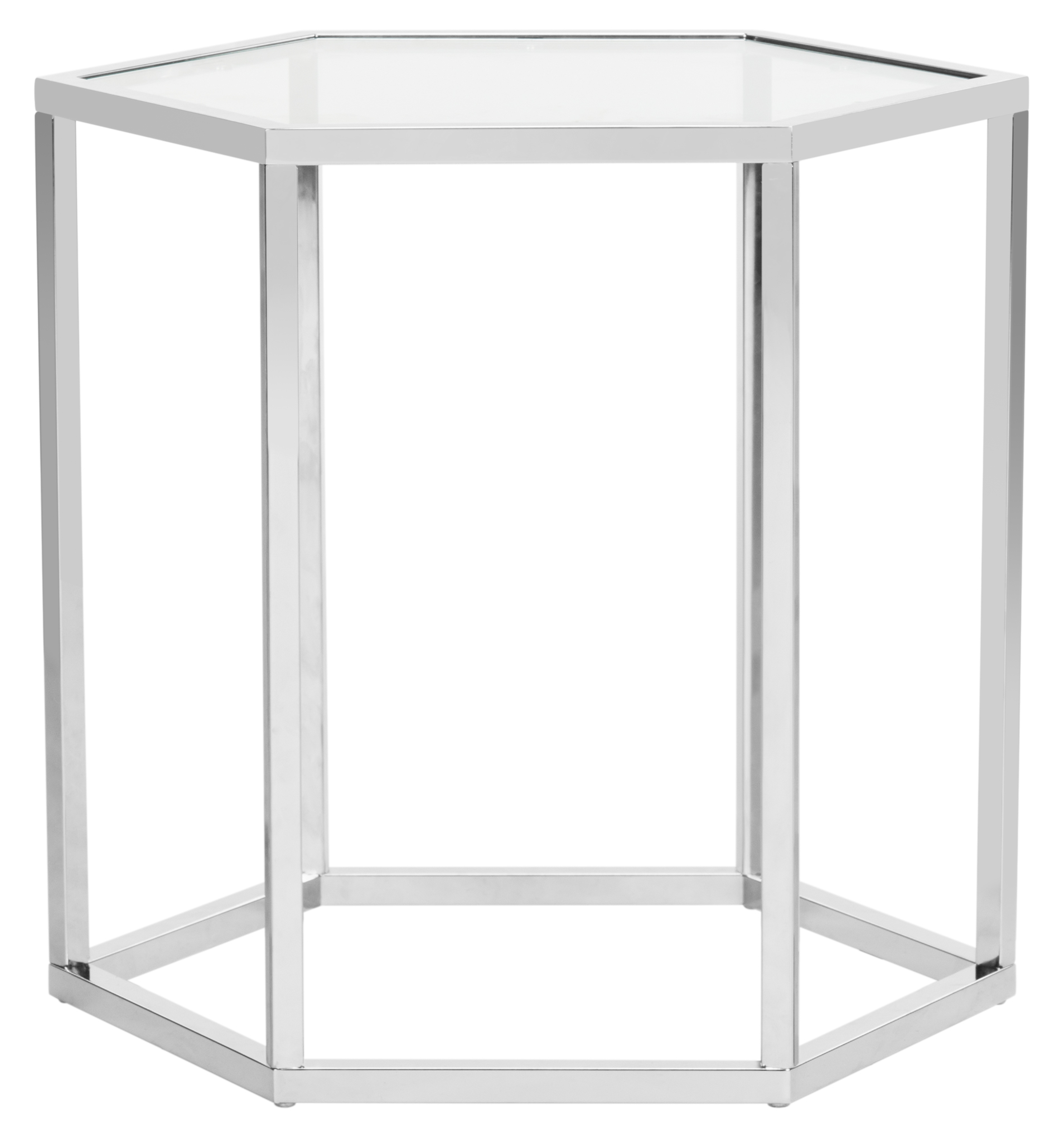 Teagan Glass End Table - Chrome - Safavieh - Safavieh