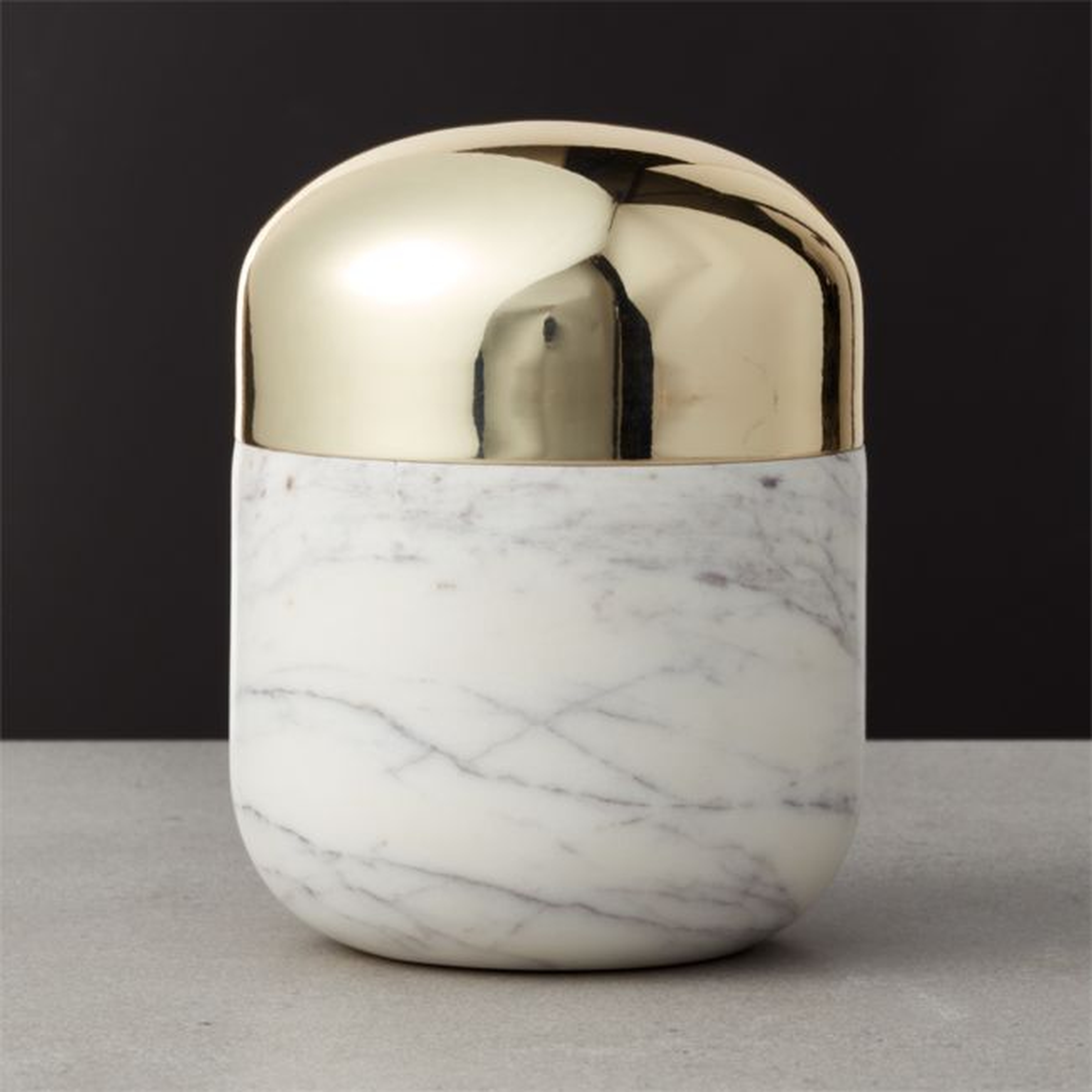 Capsule Large Marble Canister with Gold Lid - CB2