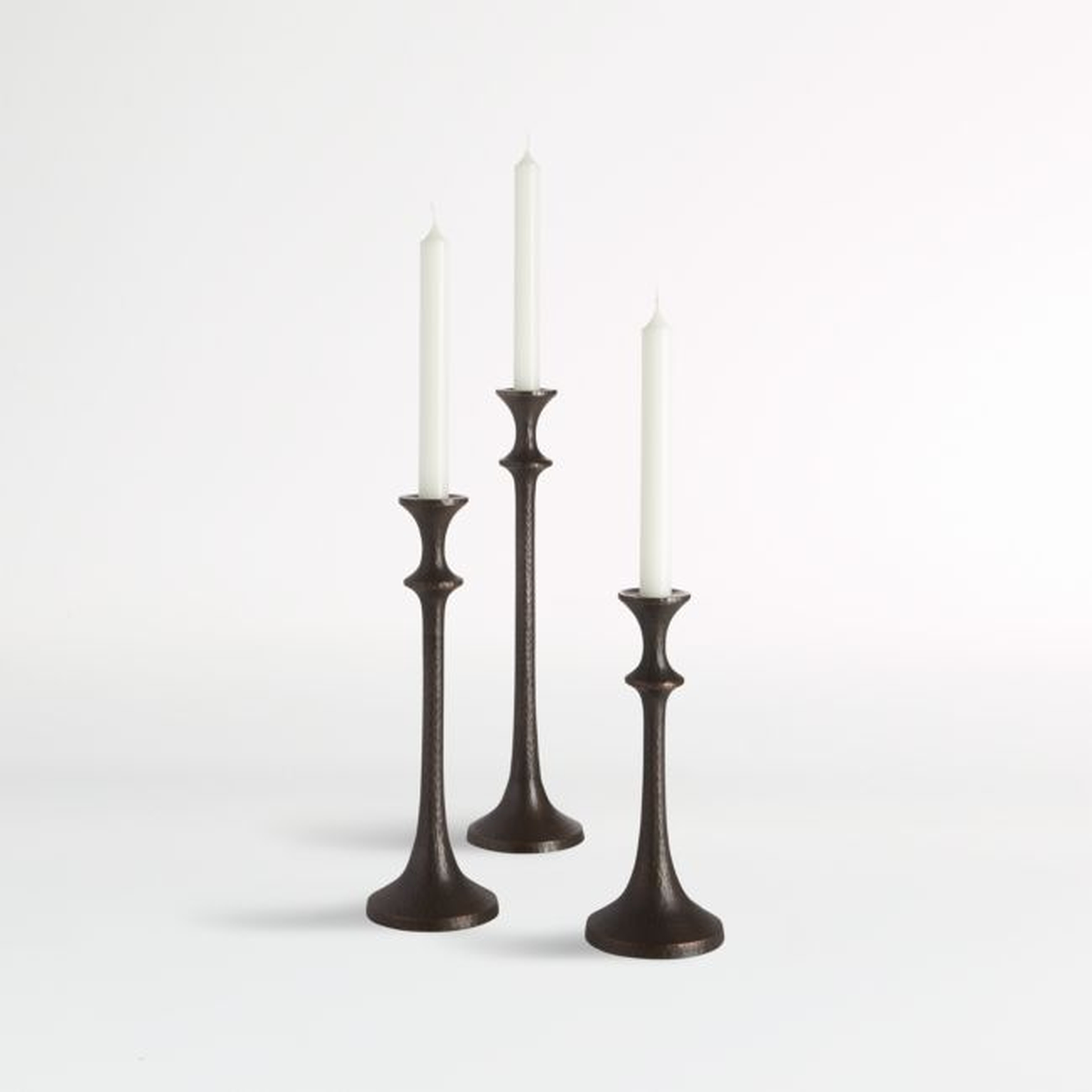 Emmett Bronze Taper Candle Holders, Set of 3 - Crate and Barrel