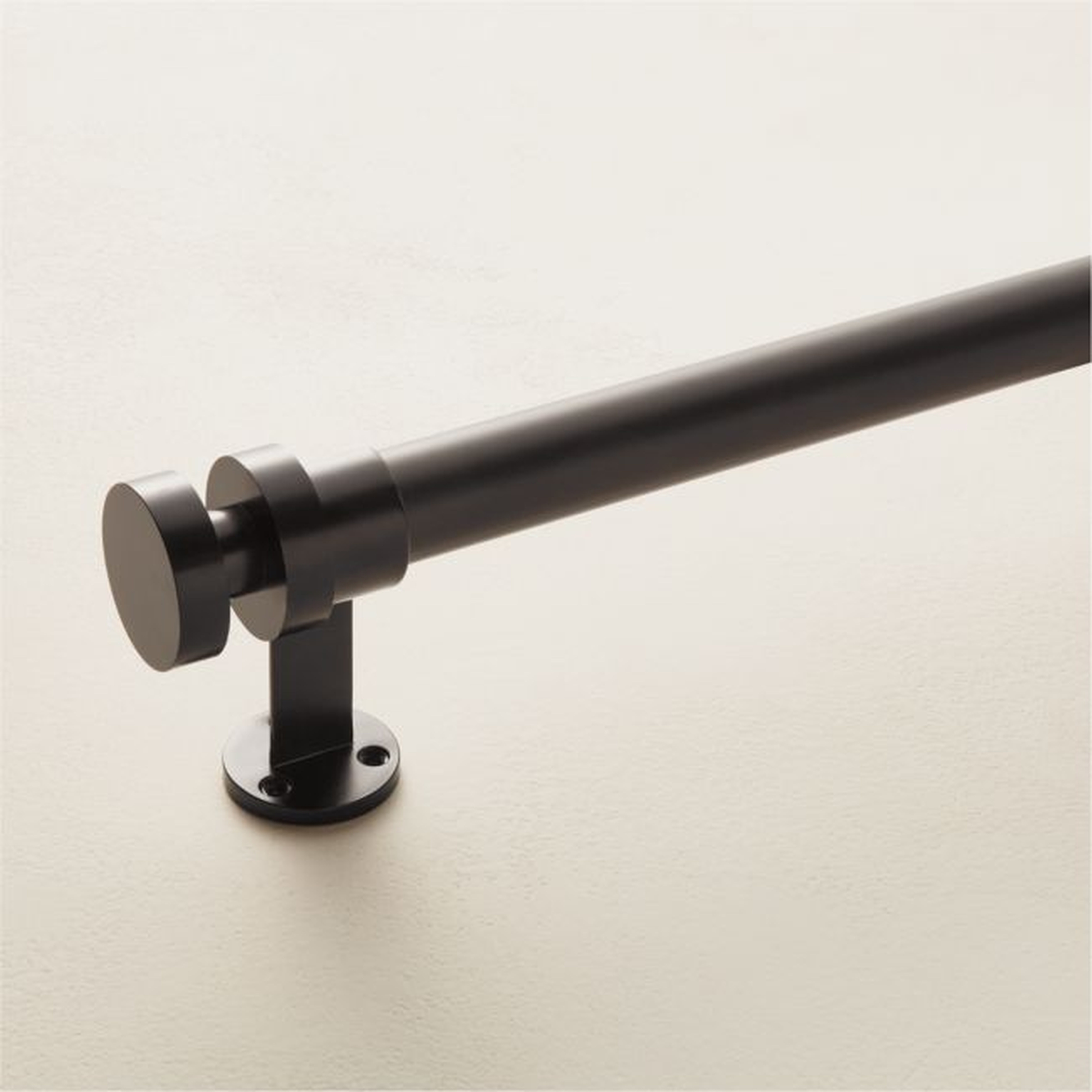 Emery Single Matte Black Curtain Rod 28"–48"x1.25" - CB2