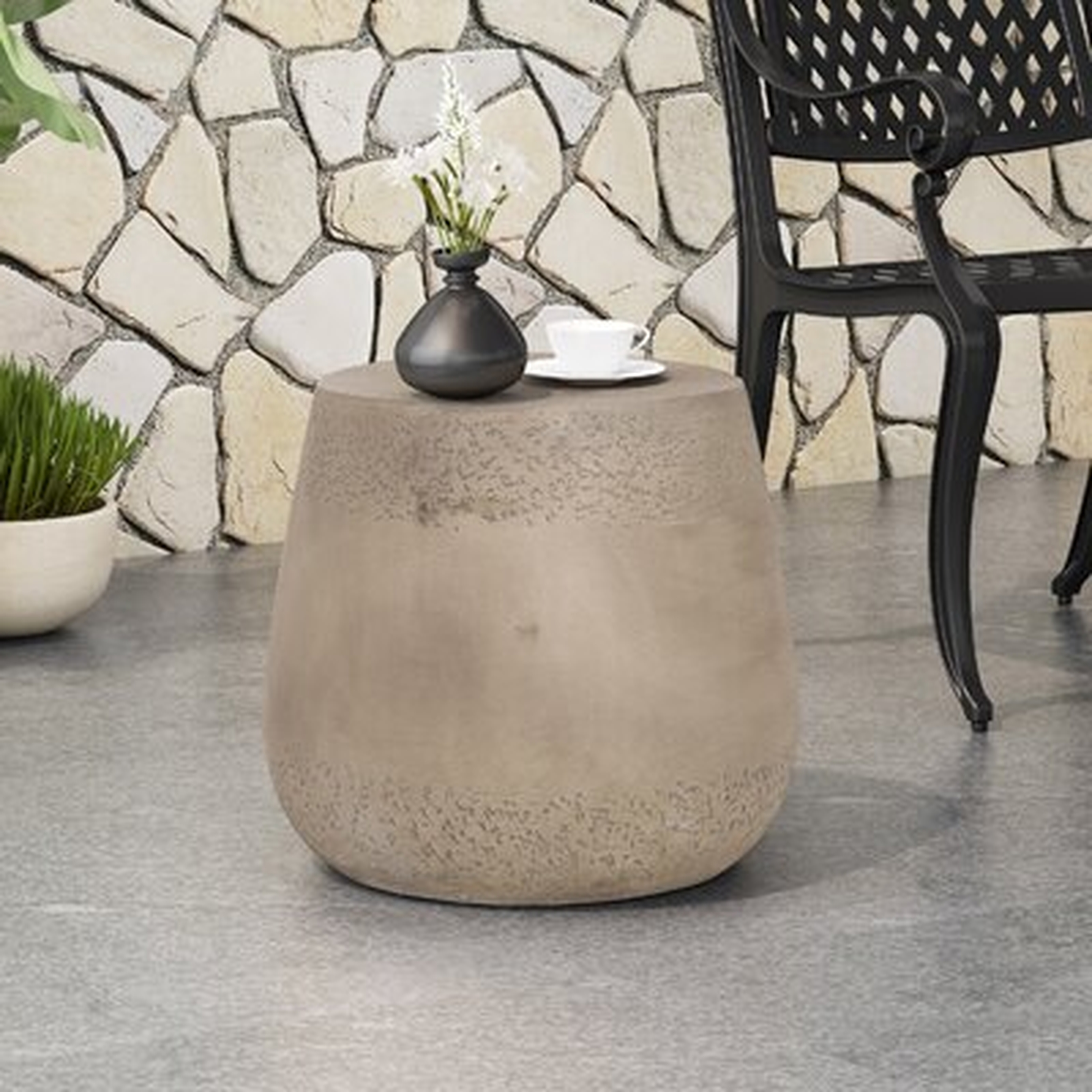 Veracruz Stone/Concrete Side Table - Wayfair