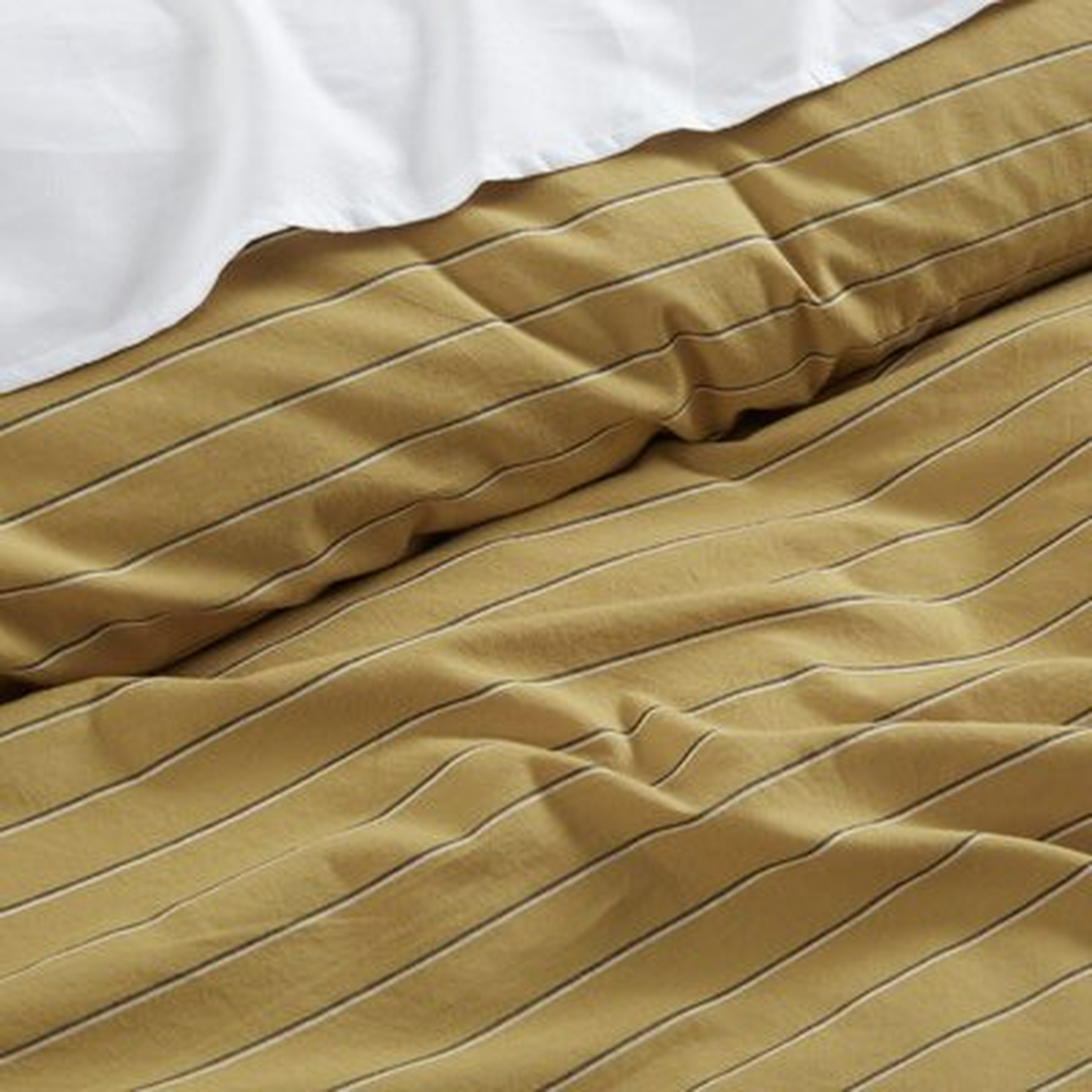 Dorella Striped Yarn Dyed Washed Cotton Chambray Duvet Cover Set - AllModern