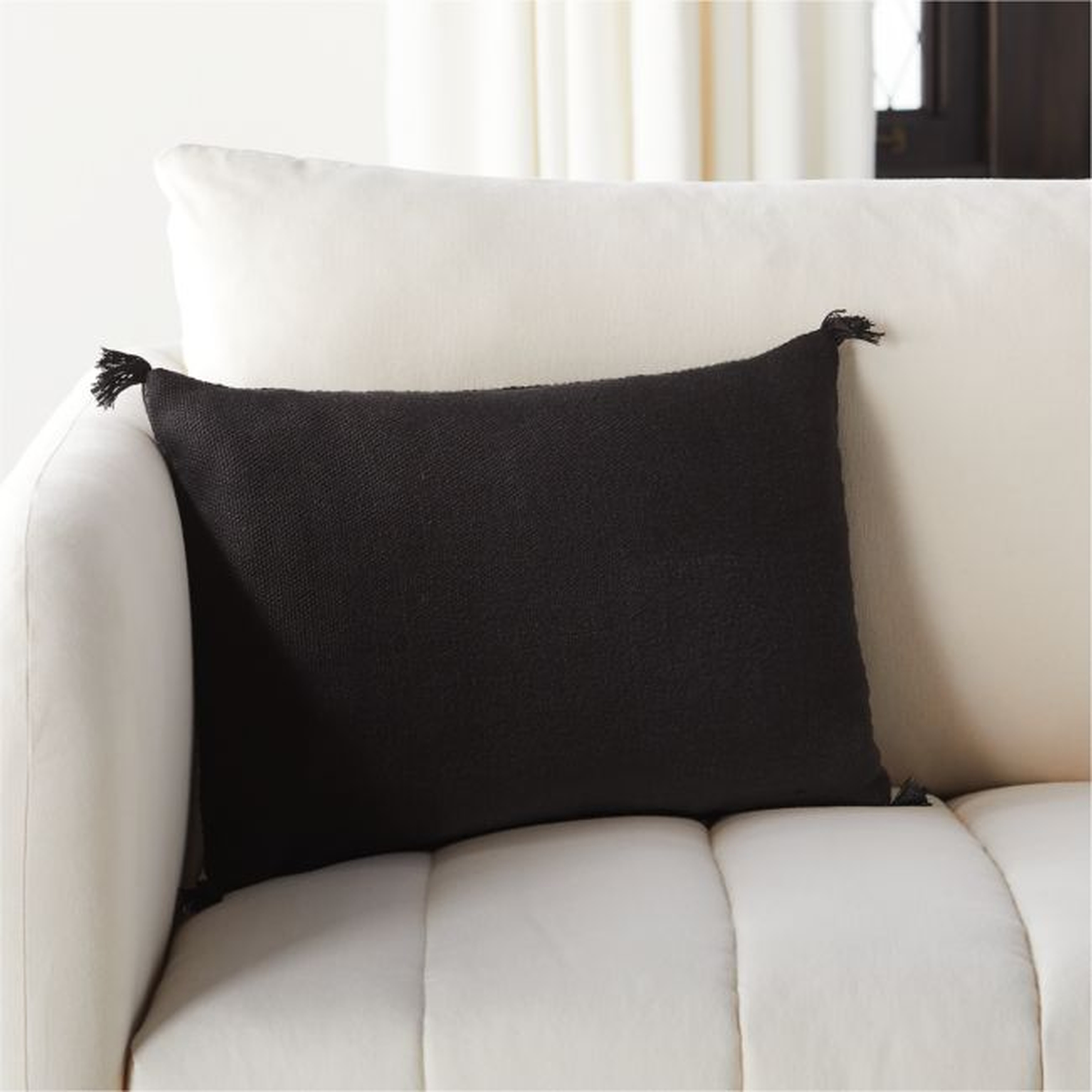 18"x12" Plait Black Pillow with Down-Alternative Insert - CB2