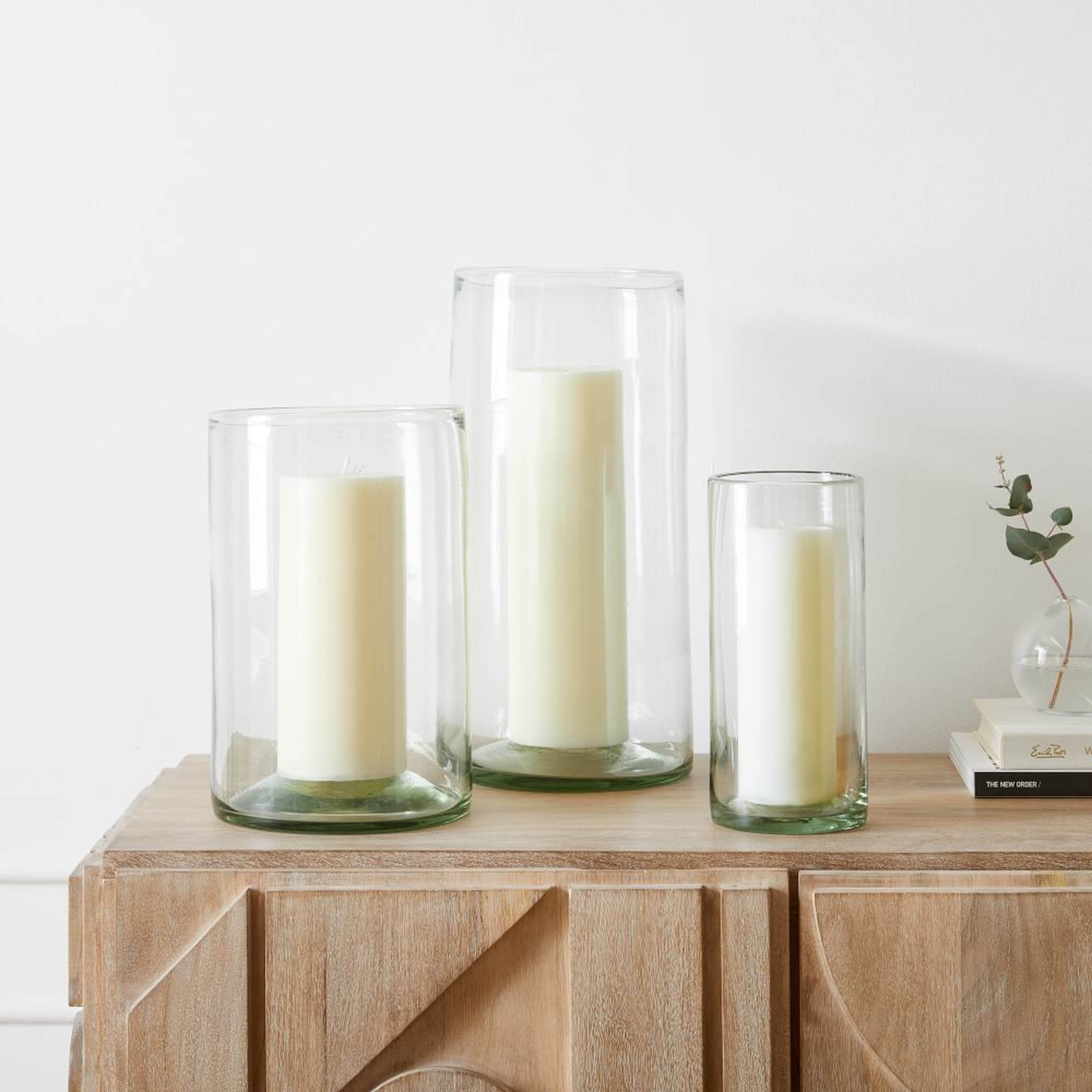 Pure Recycled Glass Cylinder Hurricanes, Set of 3 - West Elm