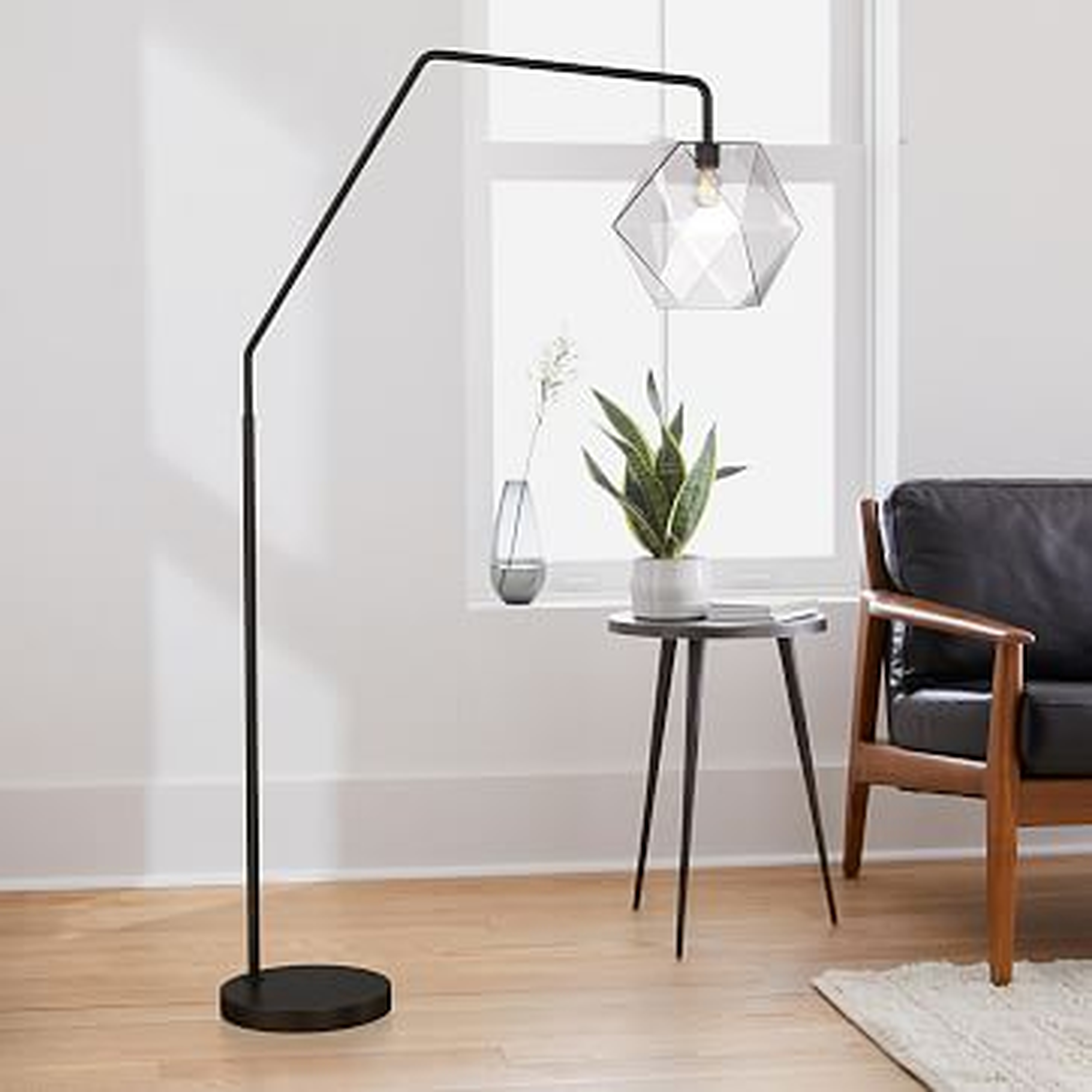 Sculptural Overarching Floor Lamp, Faceted Small, Clear, Antique Bronze, 11.5" - West Elm