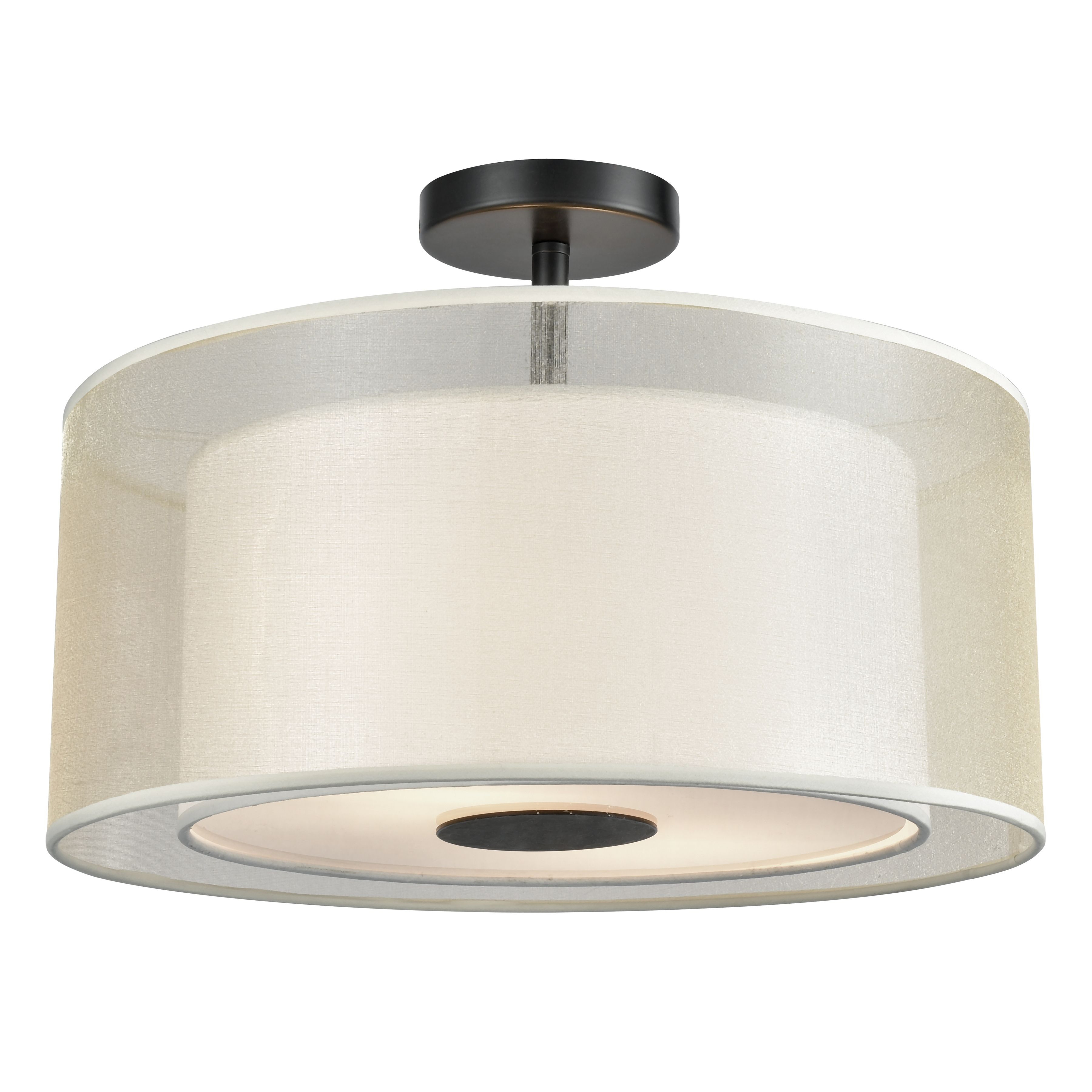 Ashland 16'' Wide 2-Light Semi Flush Mount - Matte Black - Elk Home