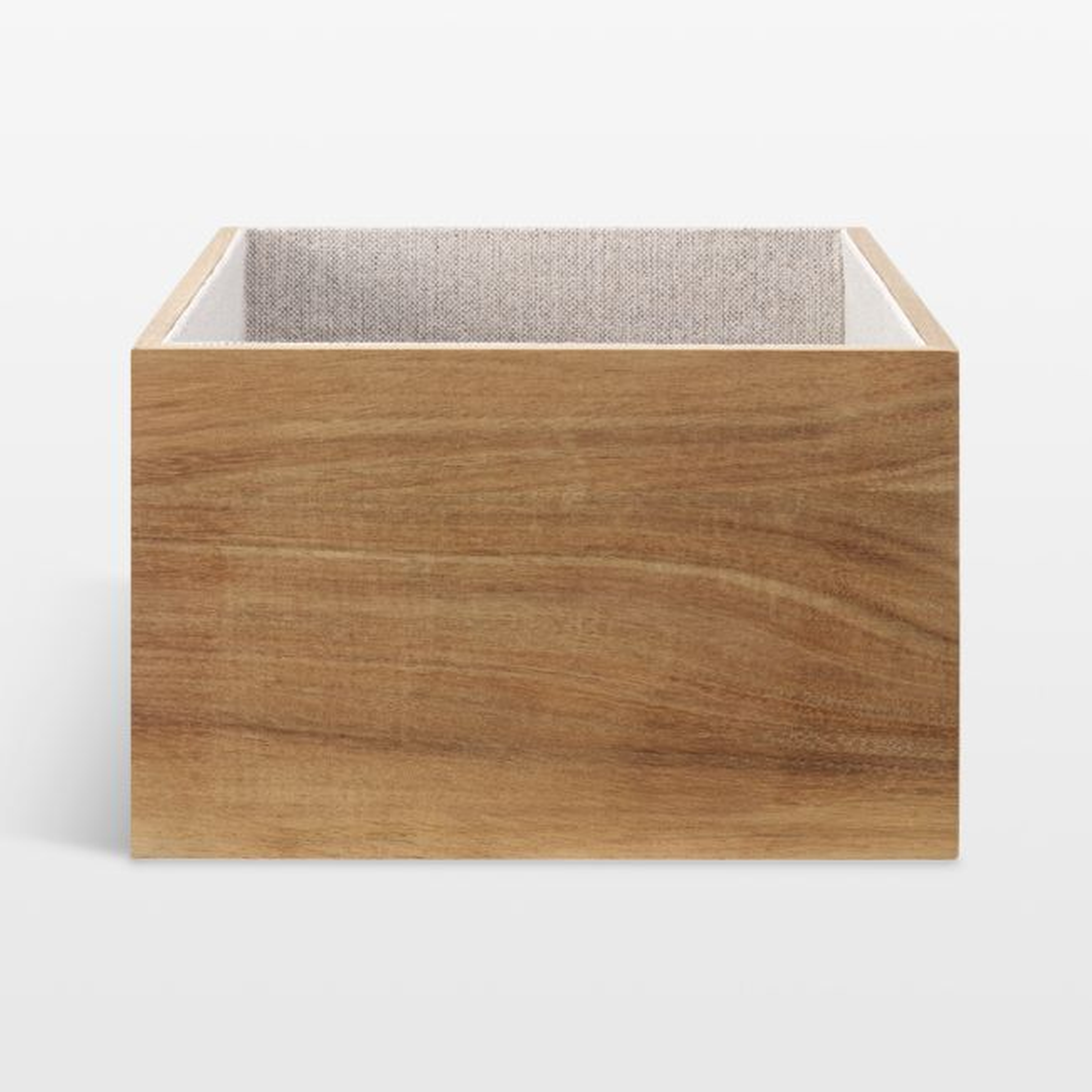NeatMethod Lined Acacia Wood Decorative Bin - Crate and Barrel