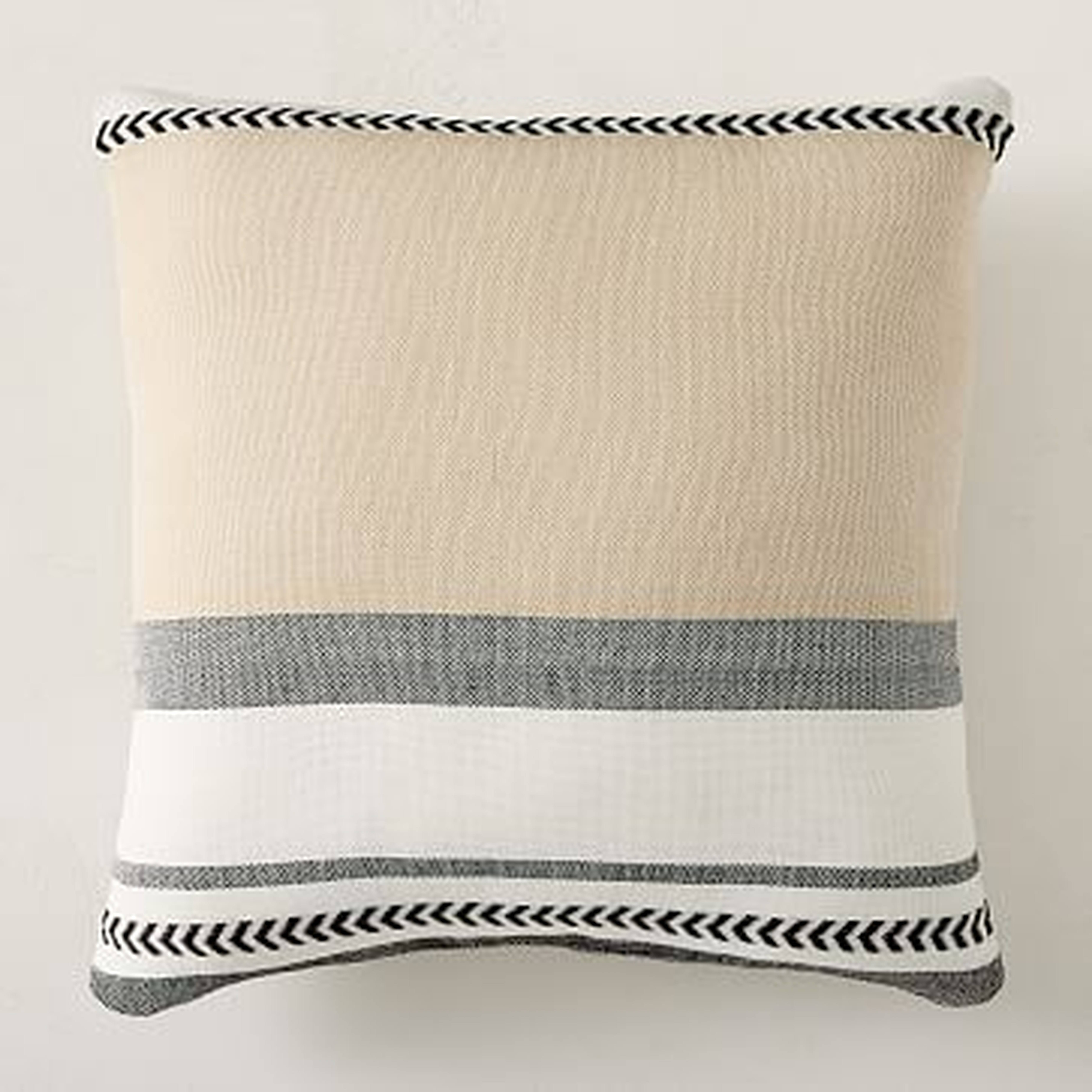 Outdoor Variegated Block Stripe Pillow, Camel, 20"x20" - West Elm