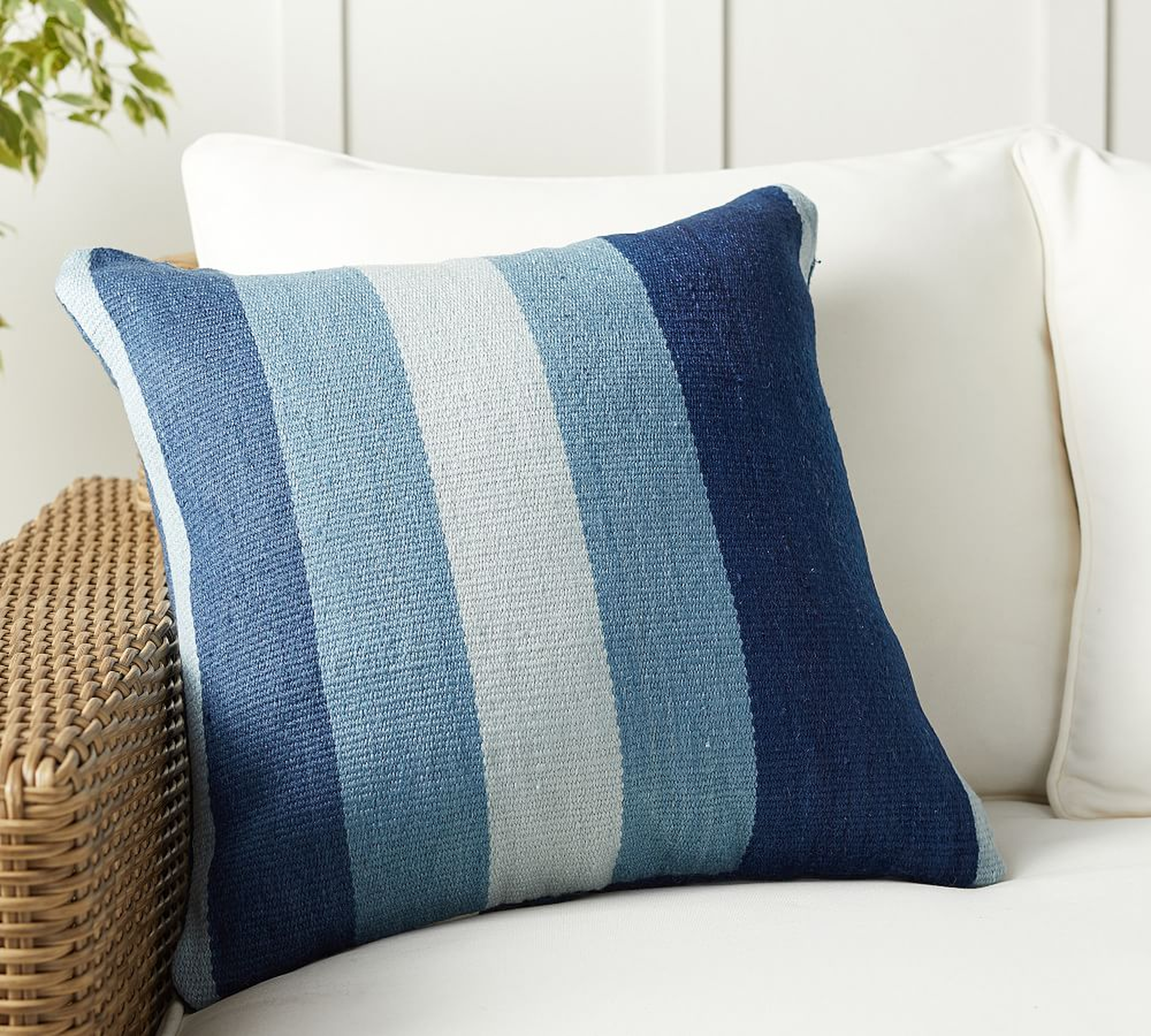 Lorne Eco-Friendly Indoor/Outdoor Pillow, 20 x 20", Blue Multi - Pottery Barn