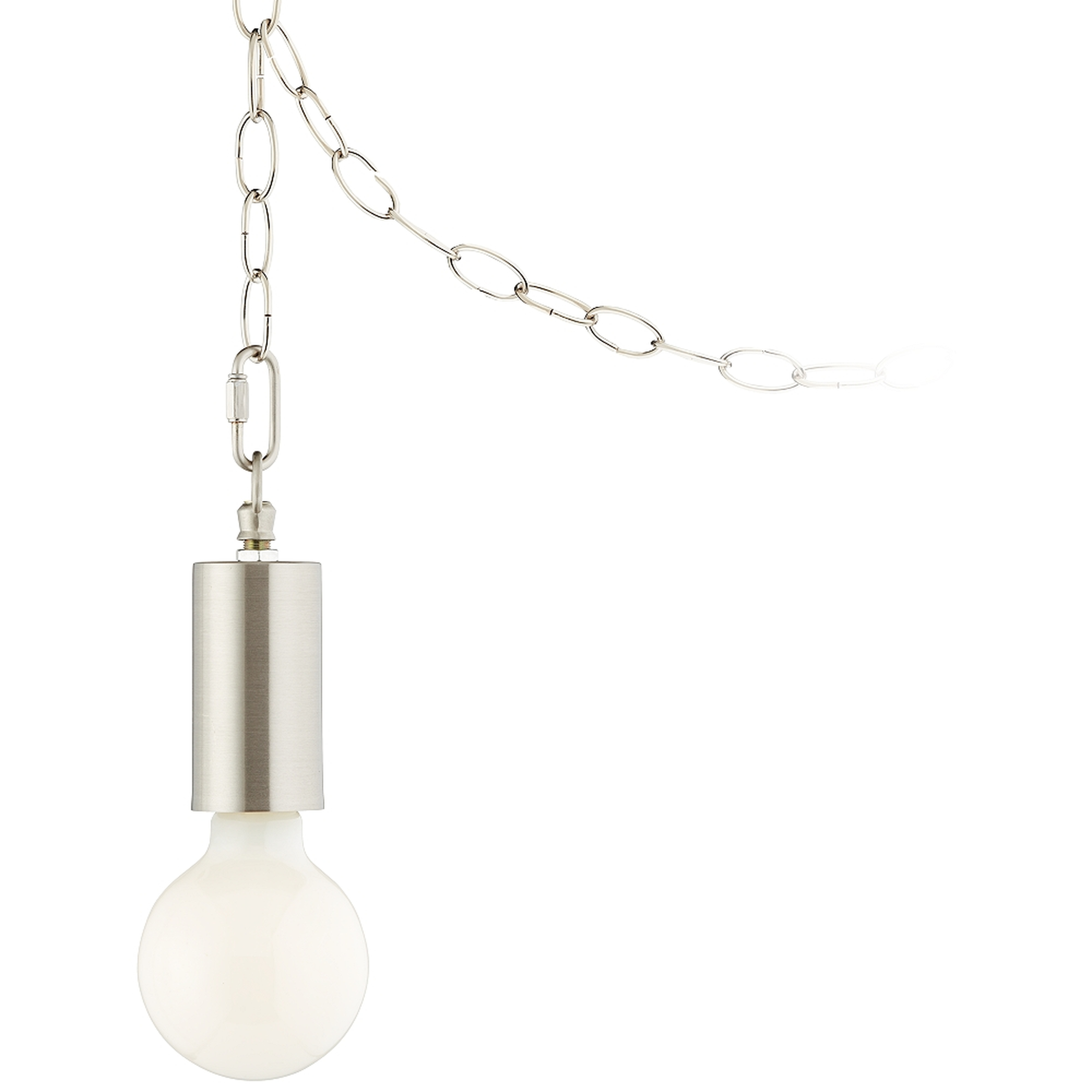 Brushed Nickel Plug-In Hanging Swag Chandelier with Milky G25 LED Bulb - Style # 85A22 - Lamps Plus