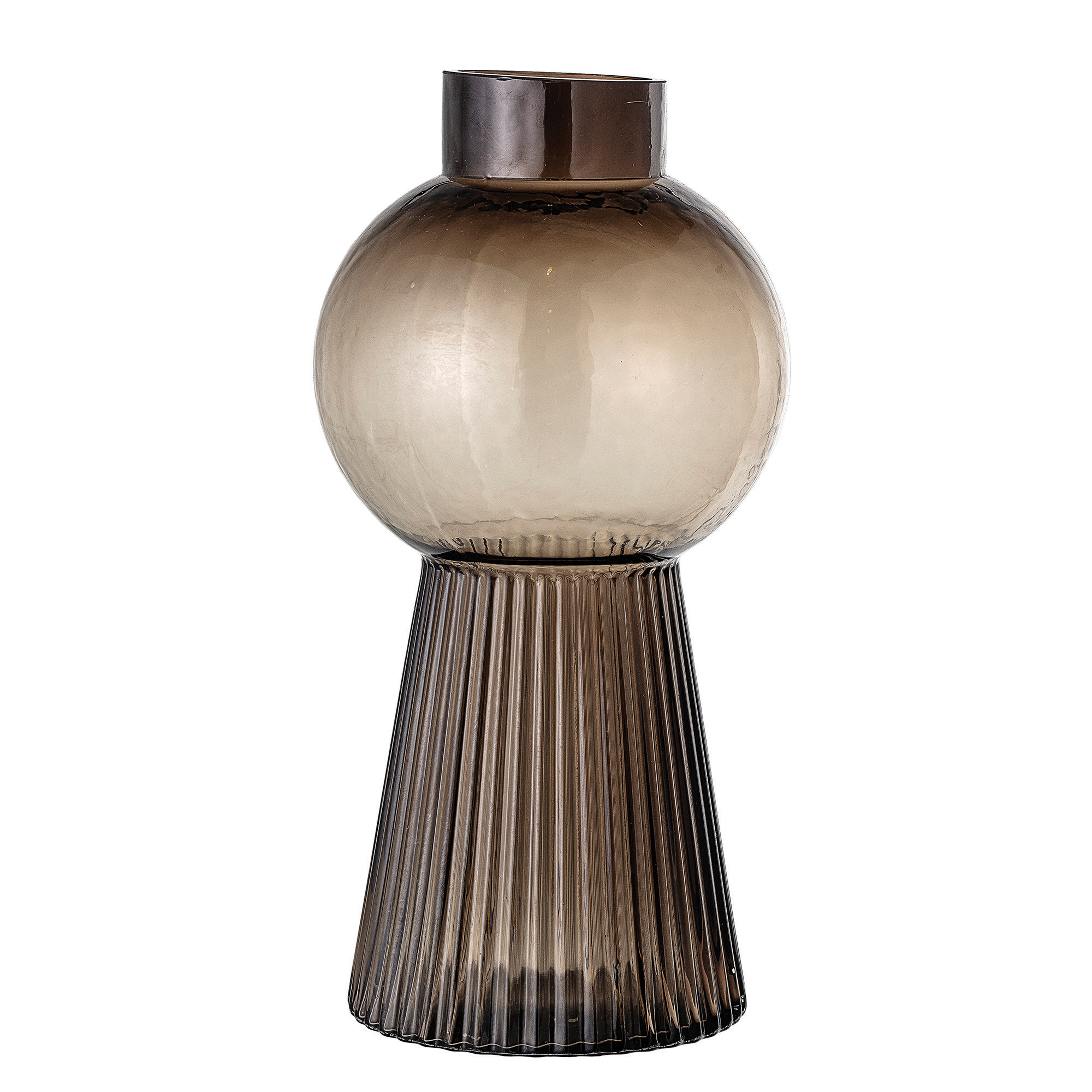 13.25"H Round Glass Vase with Fluted Pedestal Base - Moss & Wilder