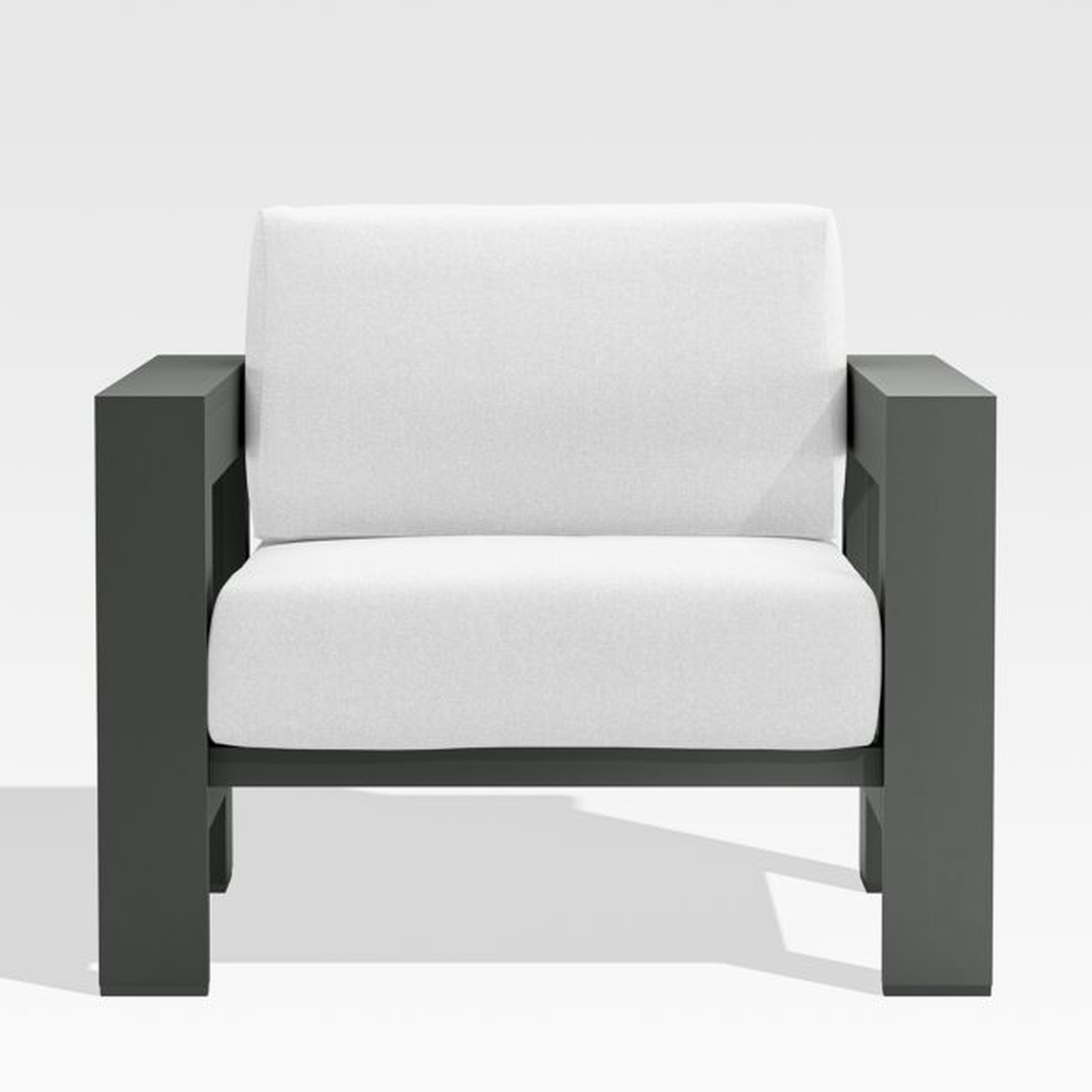 Walker Metal Outdoor Lounge Chair with Canvas White Sunbrella ® Cushions - Crate and Barrel