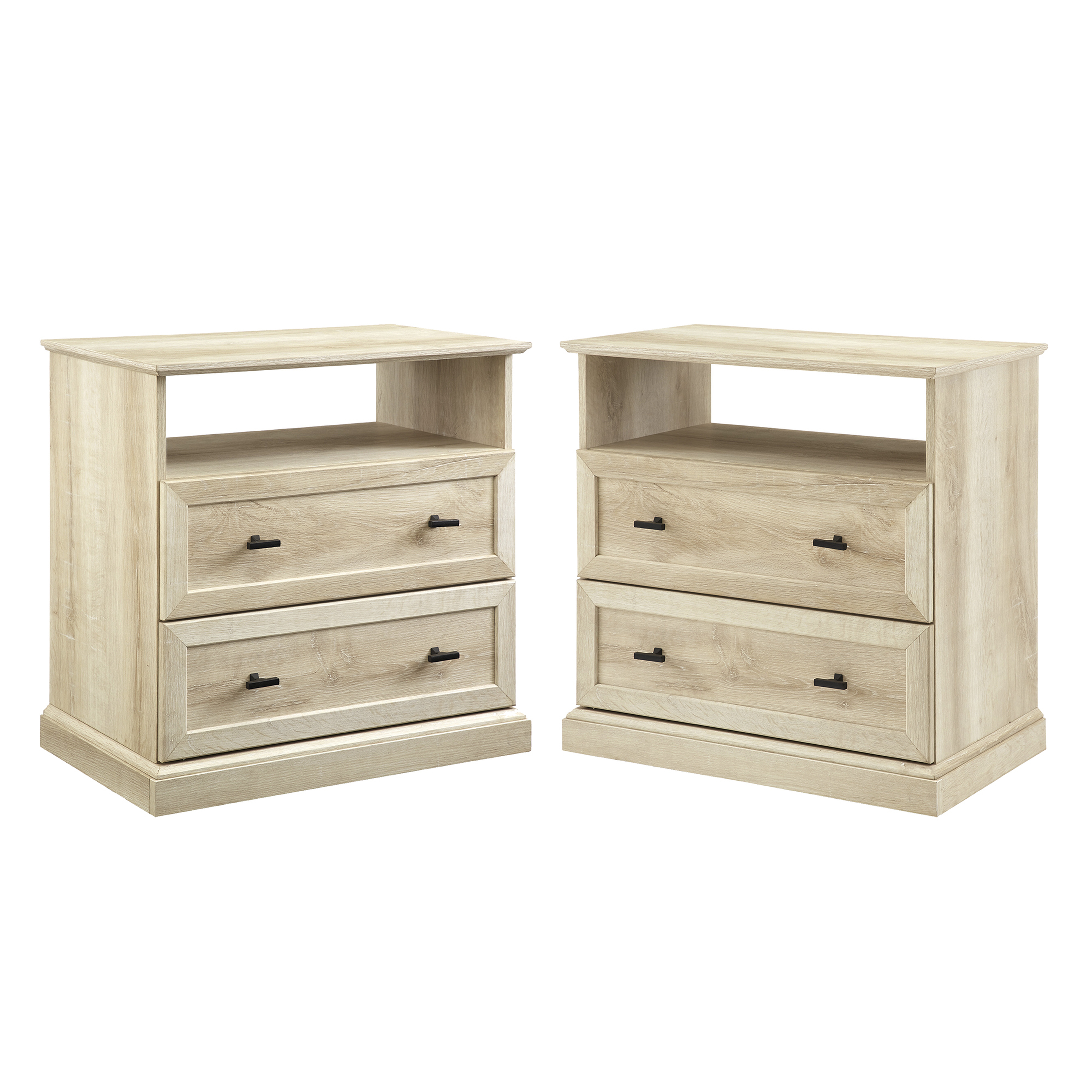 Clyde Classic 2 Drawer Nightstand Set - White Oak - Walker Edison