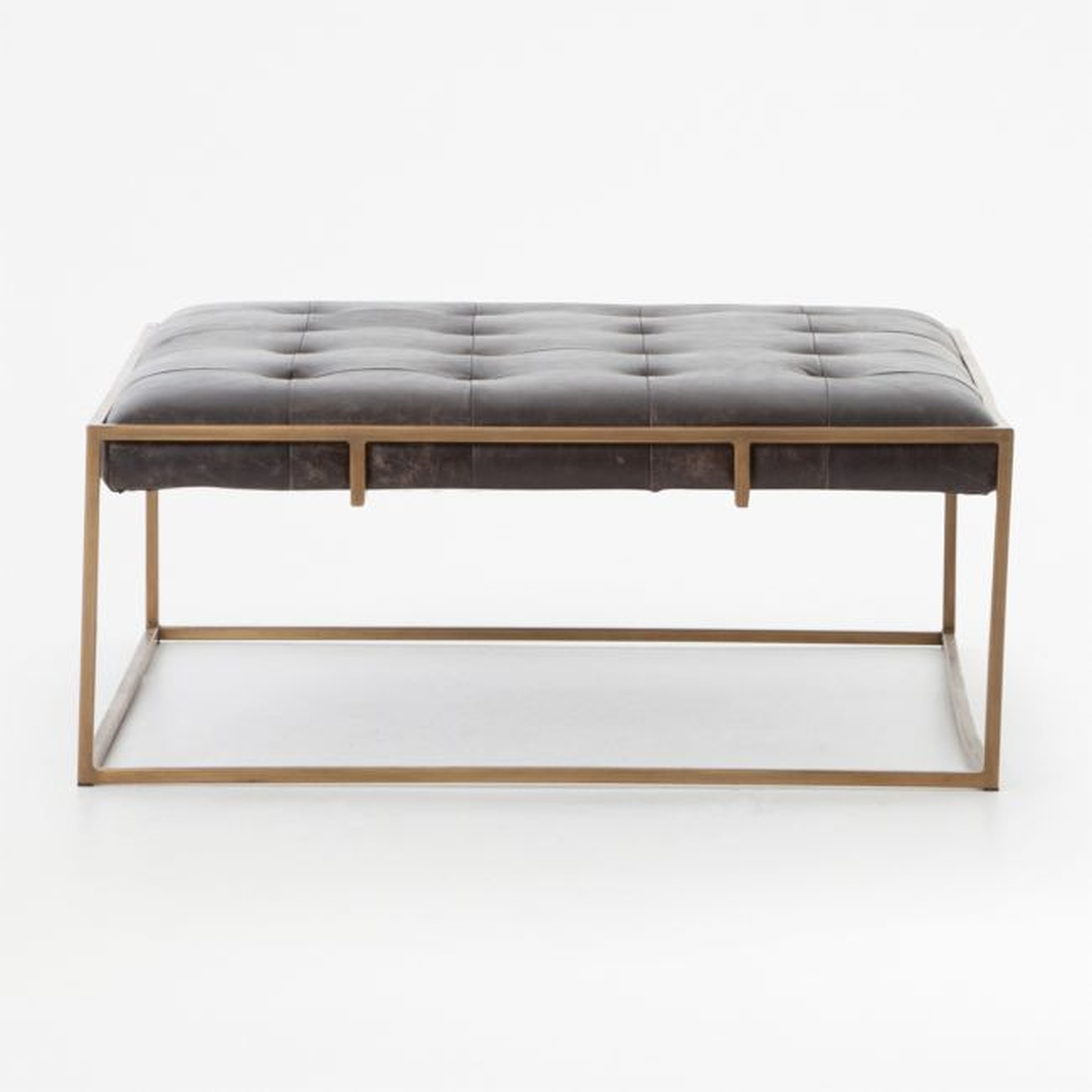 Ottilie Square Leather Coffee Table - Crate and Barrel