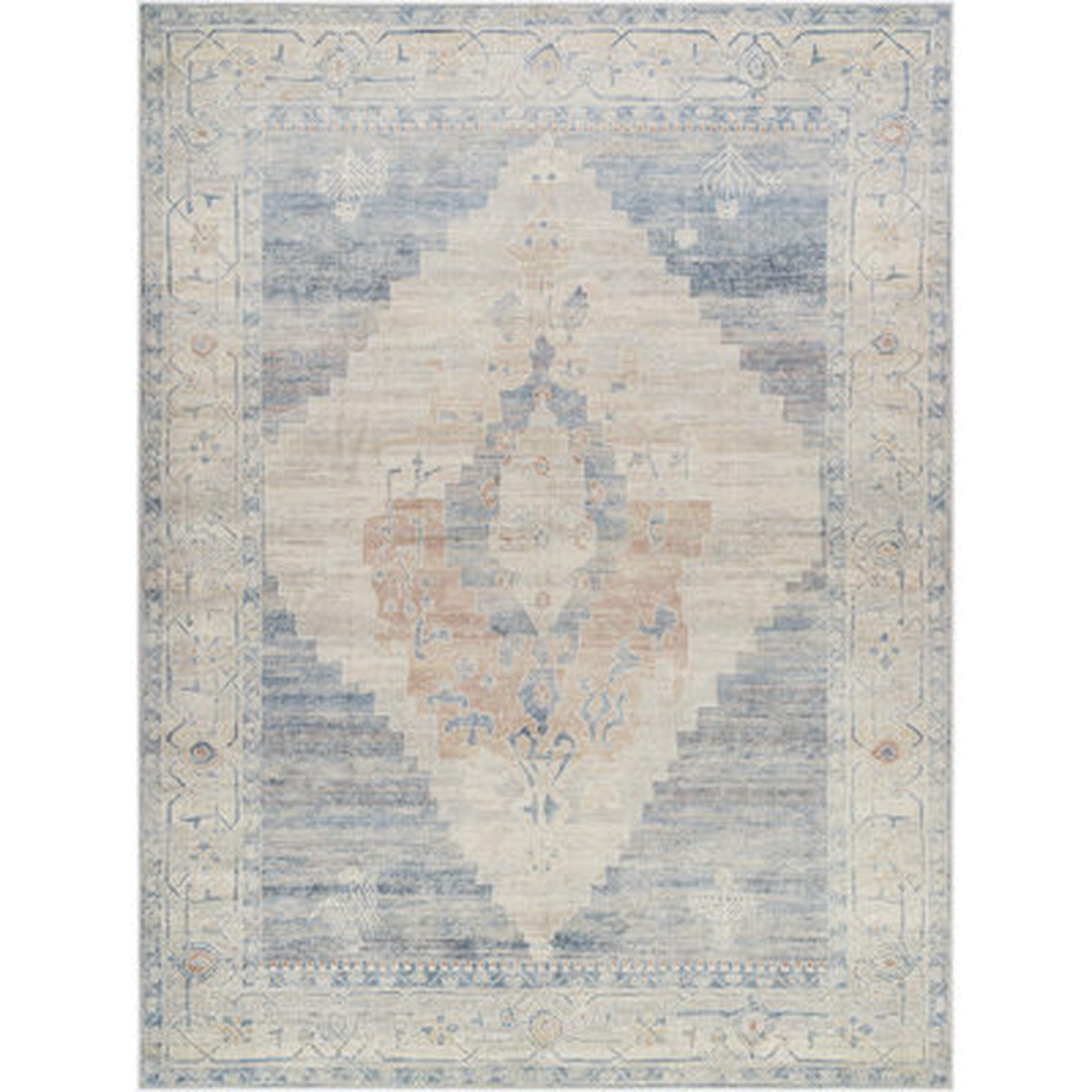 Luca Oriental Blue/Ivory Area Rug - Wayfair
