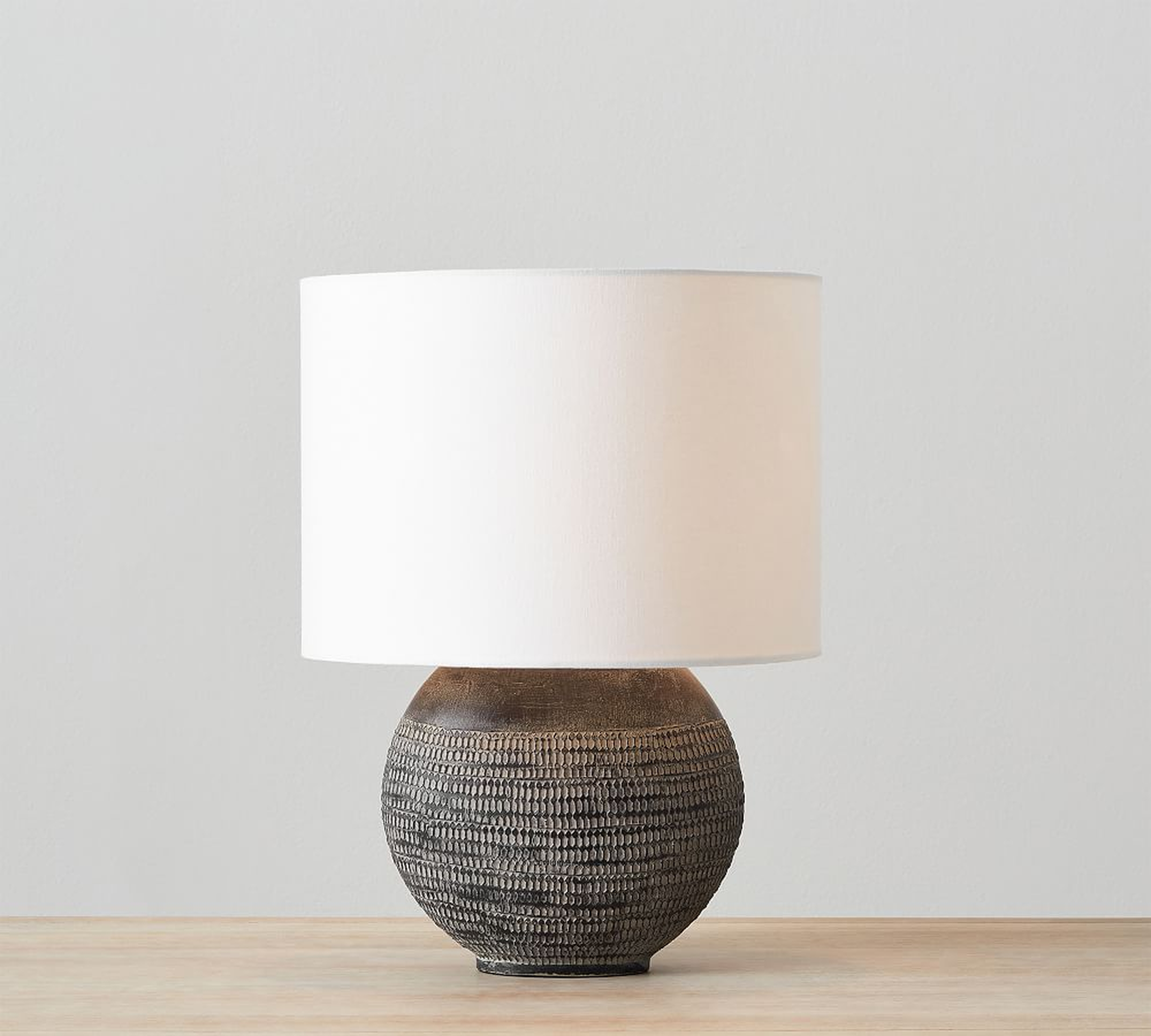 Fraiser Ceramic Oval Table Lamp, Charcoal - Pottery Barn