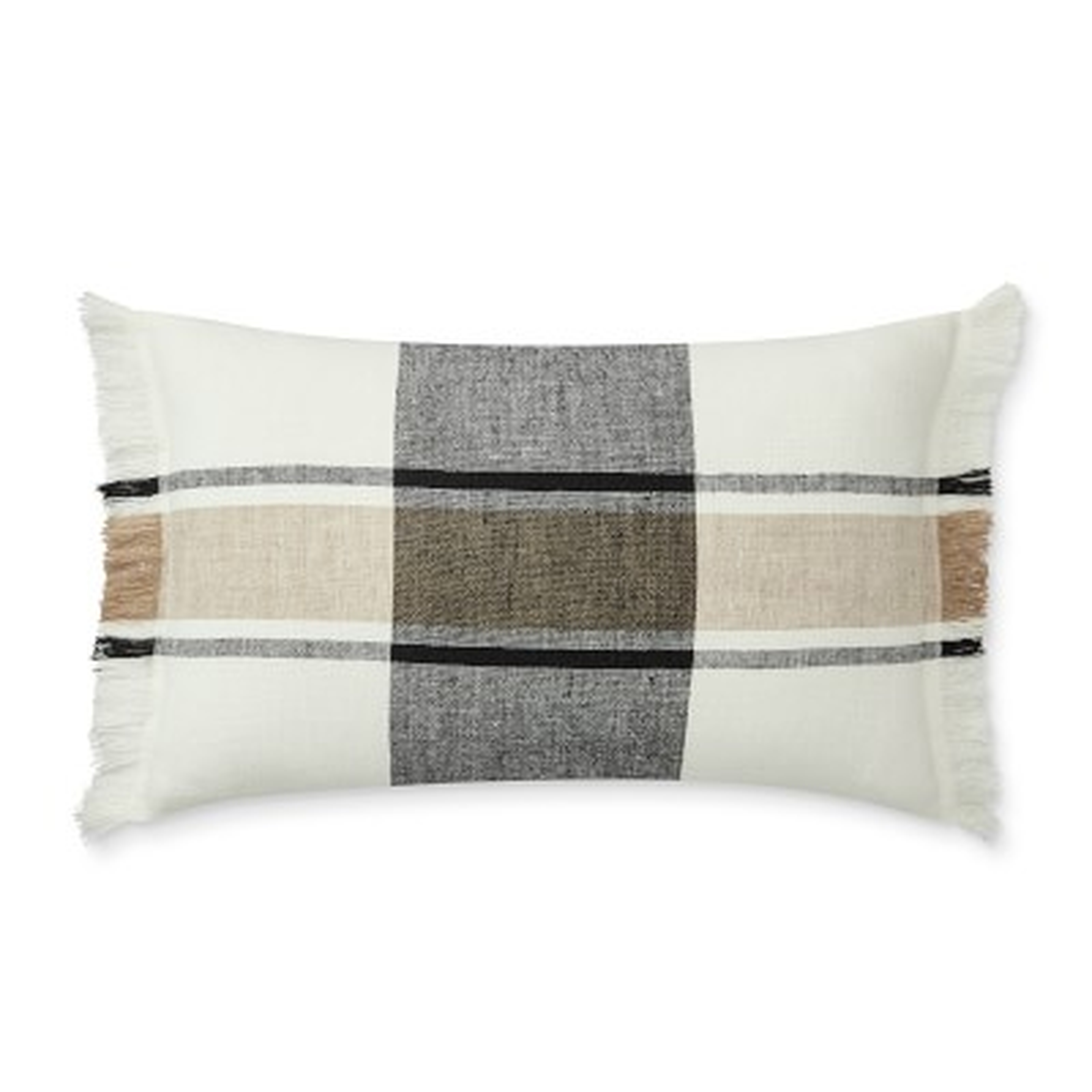 Linen Yarn Dyed Pillow Cover, Black & Beige, 22" x 14" - Williams Sonoma