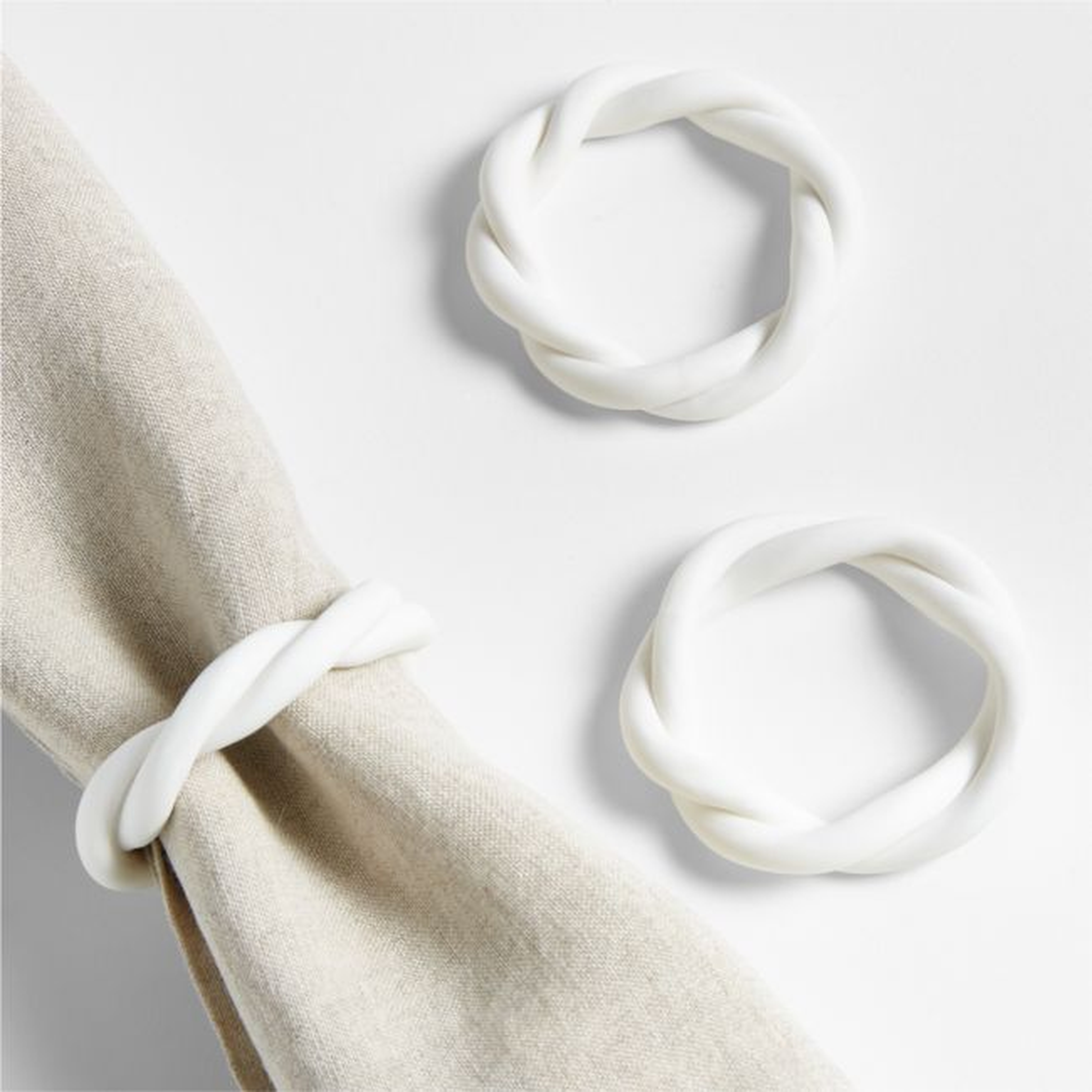 Marcella Infinity White Napkin Ring - Crate and Barrel
