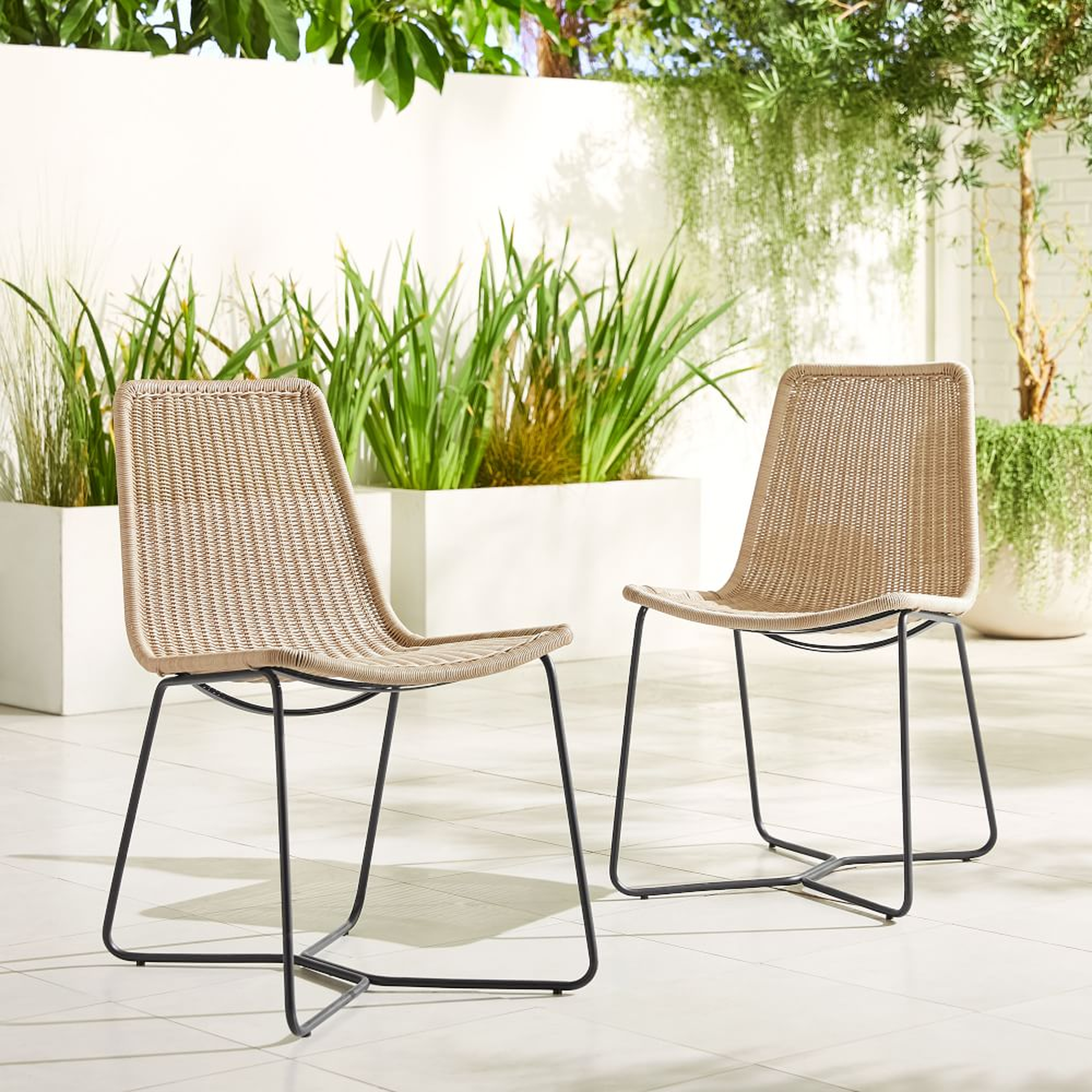 Slope Outdoor Dining Chair, Natural, Set of 4 - West Elm