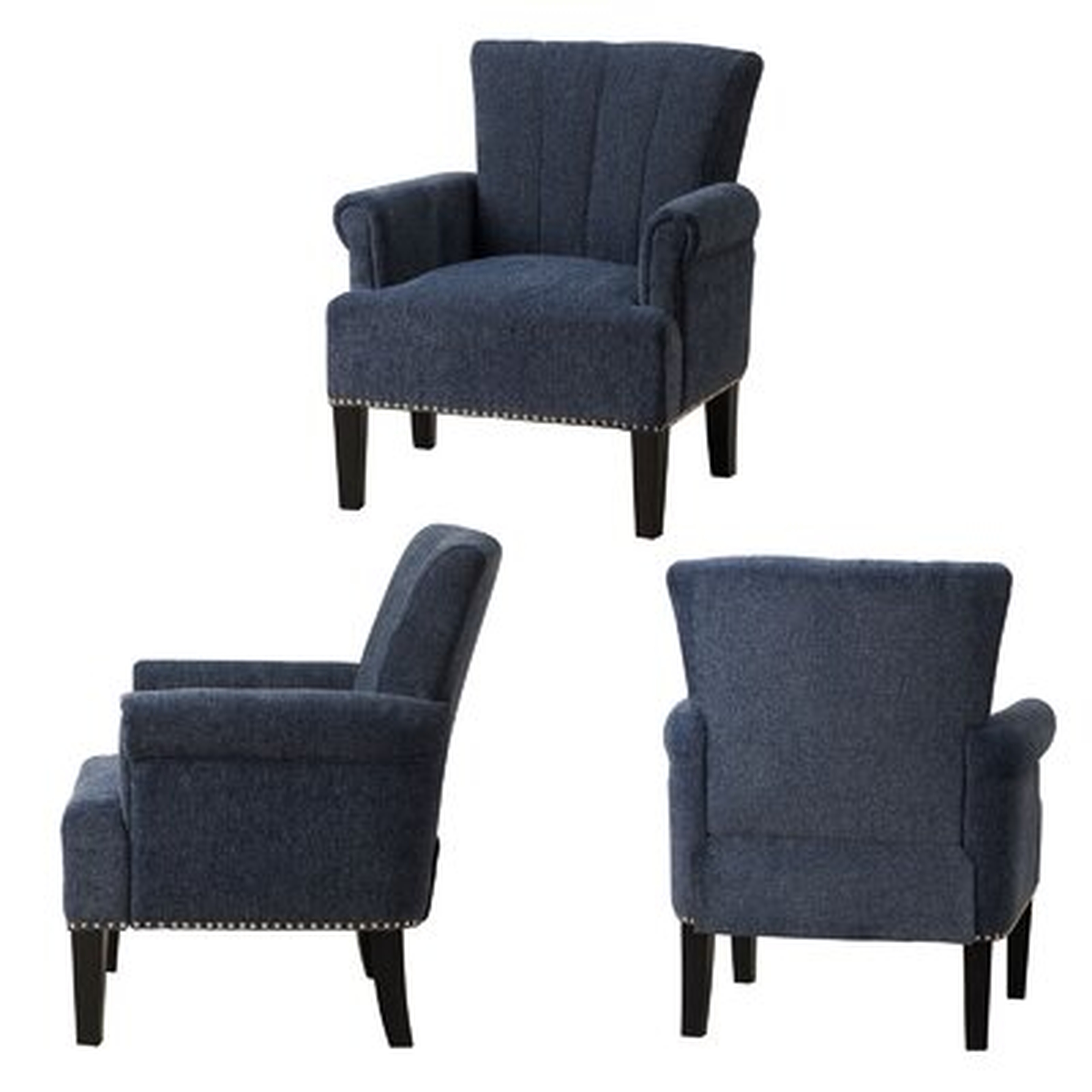 Channel Tufted Rivet Accent Armchair With Solid Wood Legs - Wayfair