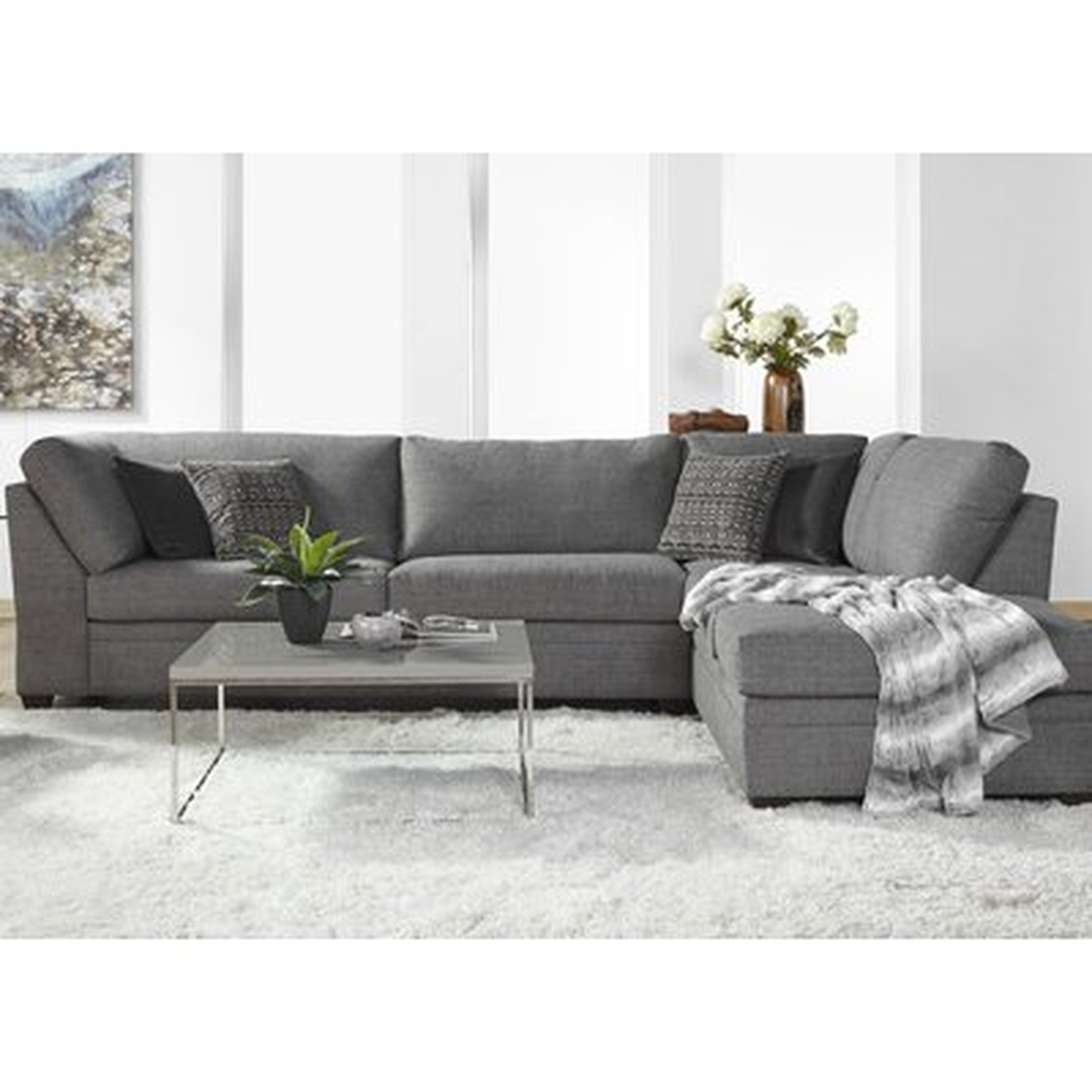 Perrault 128" Wide Sofa & Chaise - Cement - Left Hand Facing - Wayfair