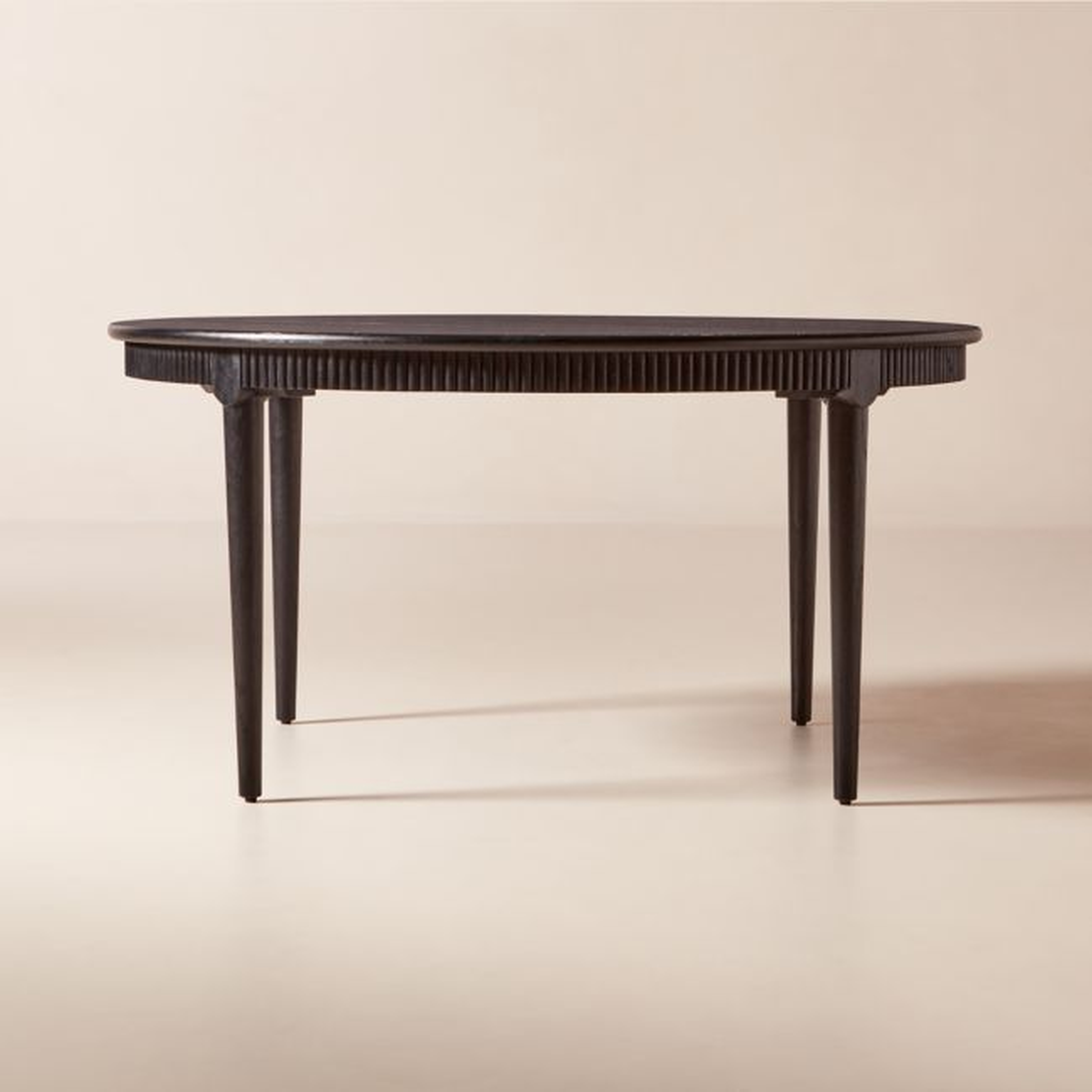 Providence 60" Round Black Ebonized Oak Wood Dining Table - CB2