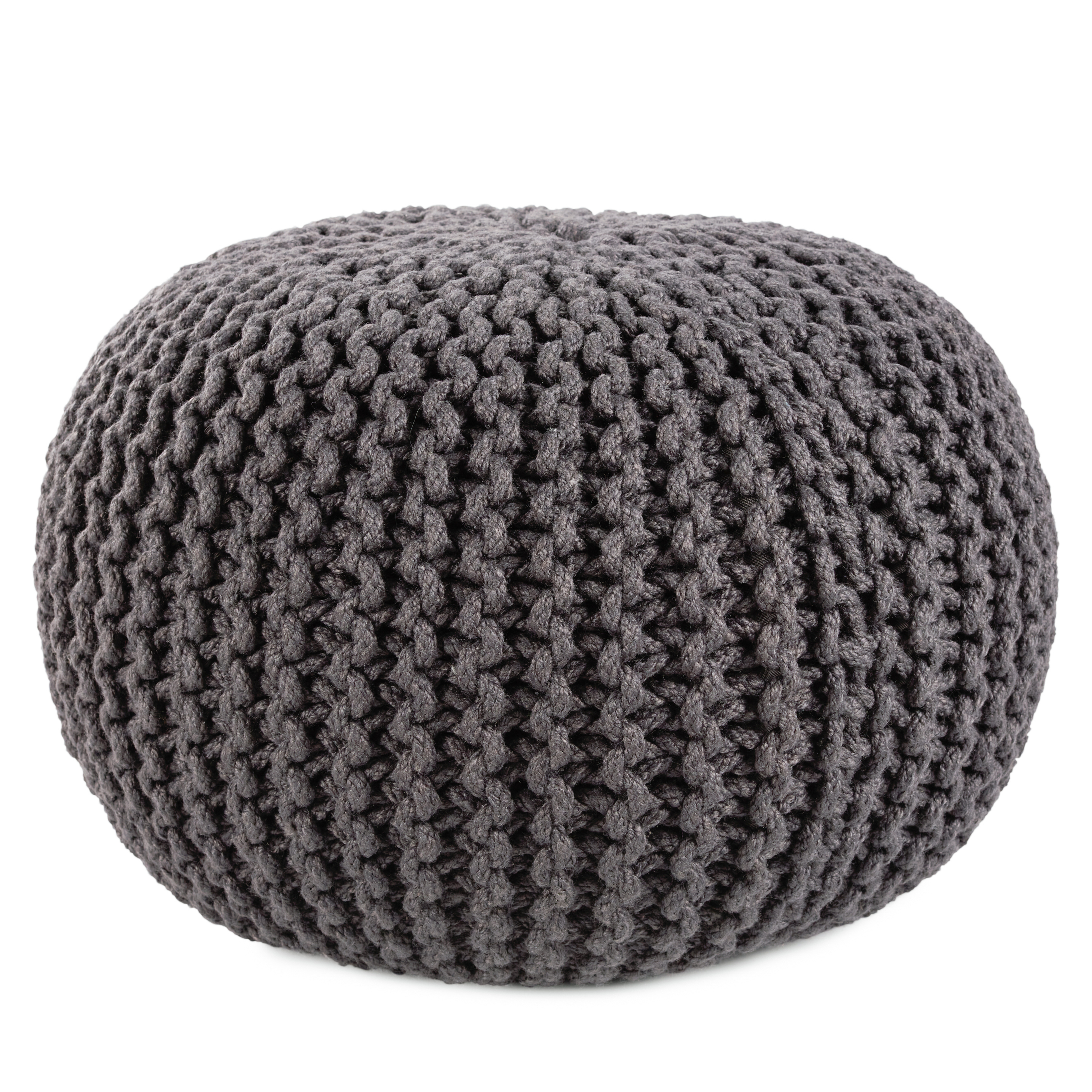 Vibe by Asilah Indoor/ Outdoor Round Pouf, Dark Gray - Collective Weavers