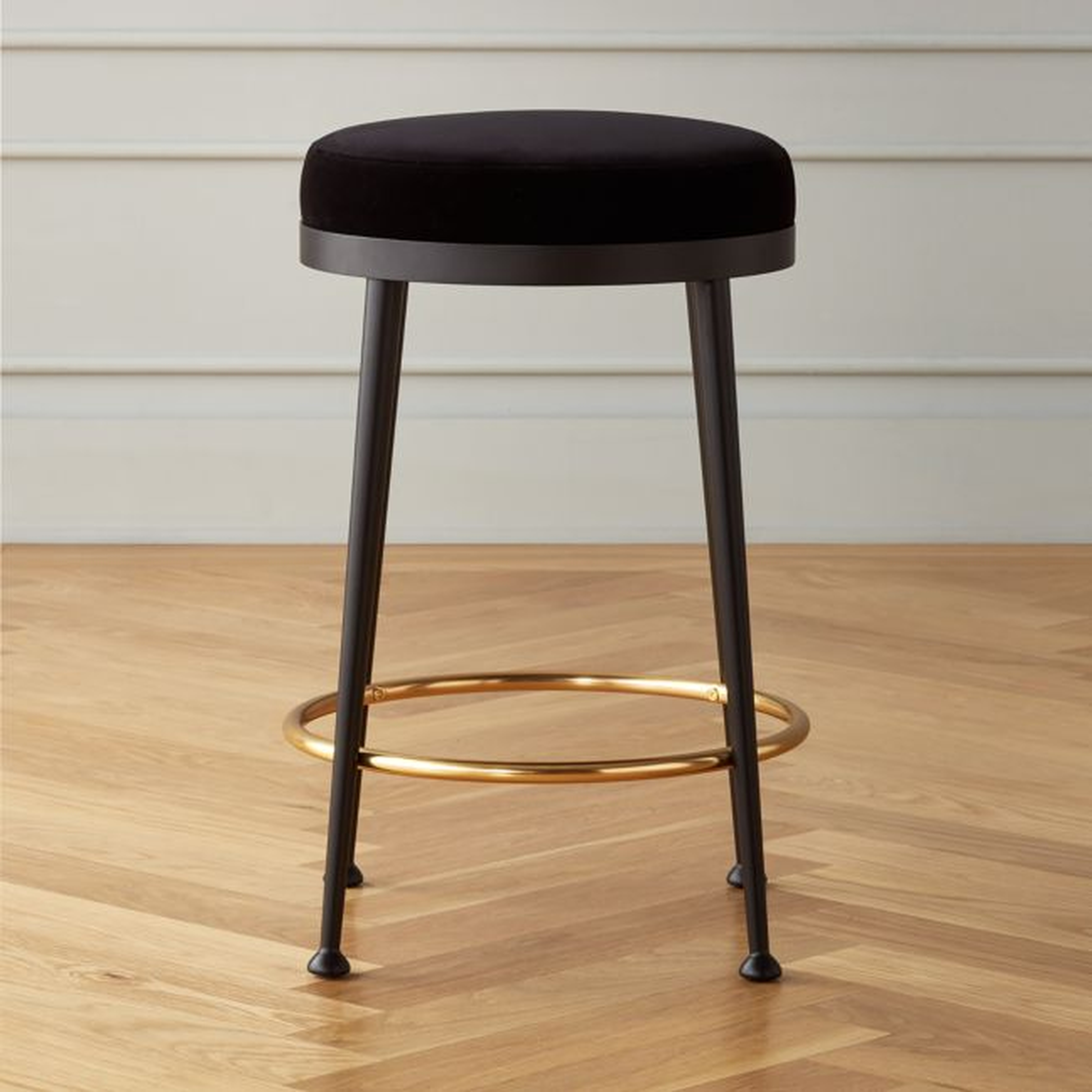 Atlas Black Velvet Bar Stool - CB2