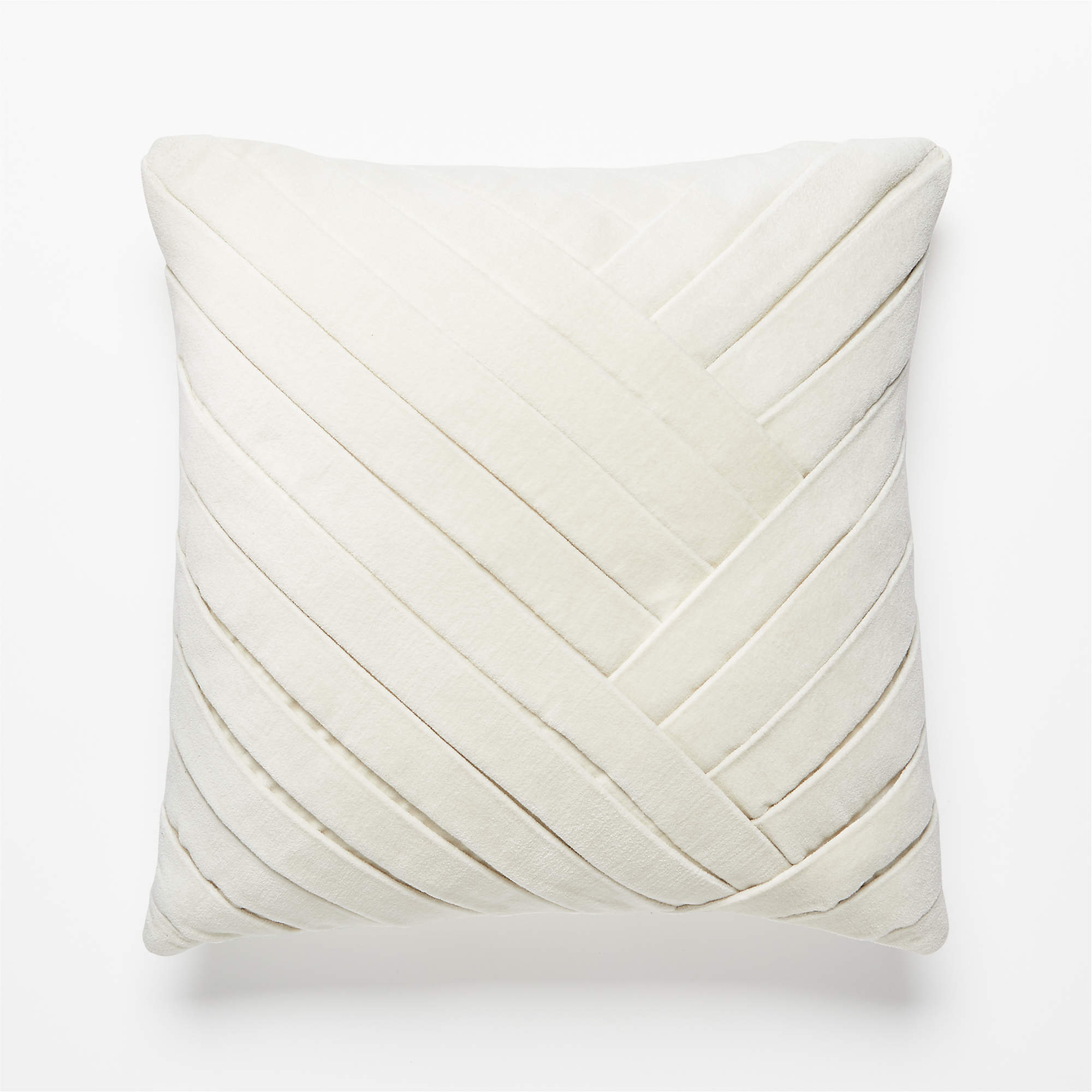 Leger Velvet Pillow Ivory with Feather-Down Insert, 18" x 18" - CB2