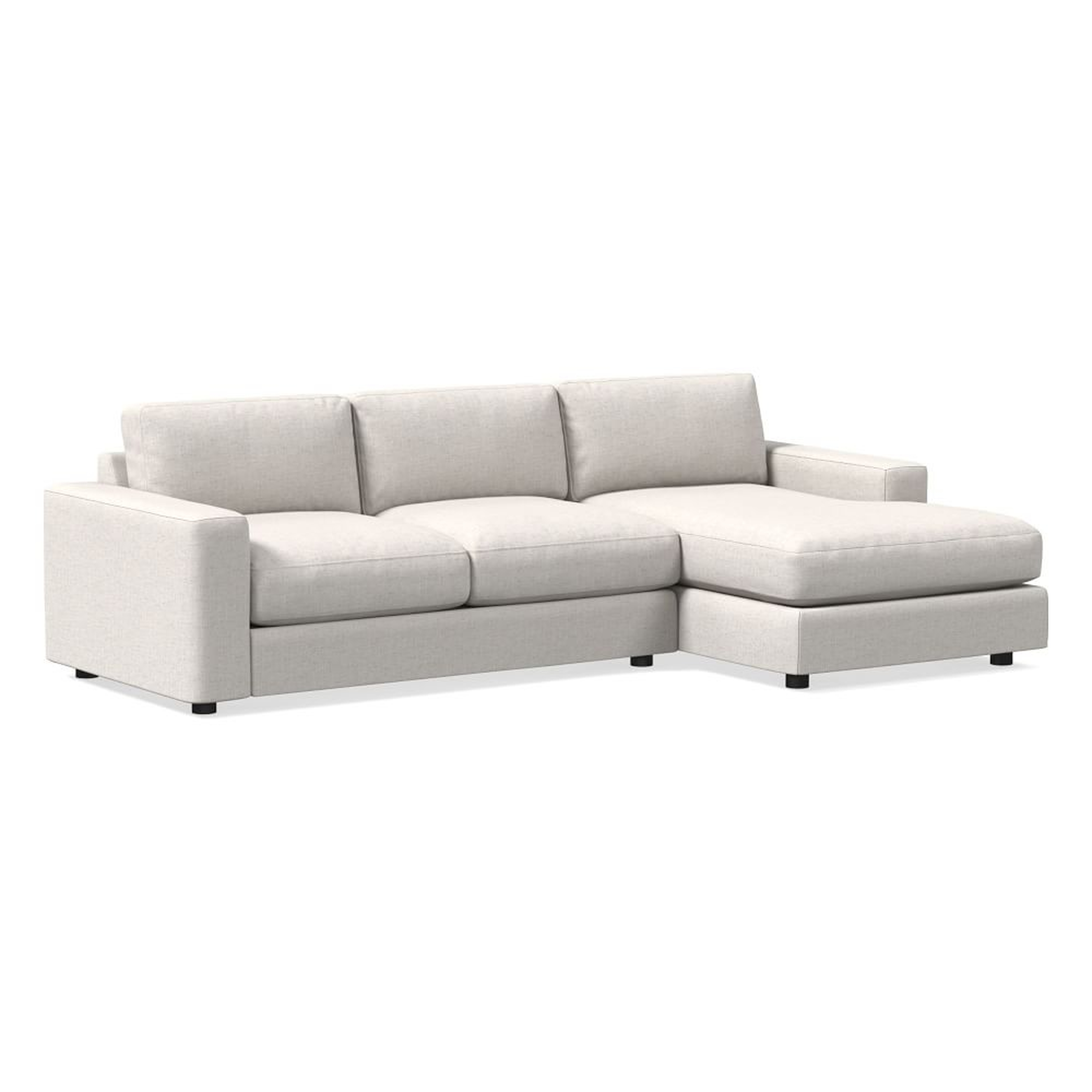 Urban 106" Right 2-Piece Chaise Sectional, Performance Coastal Linen, White, Poly-Fill - West Elm