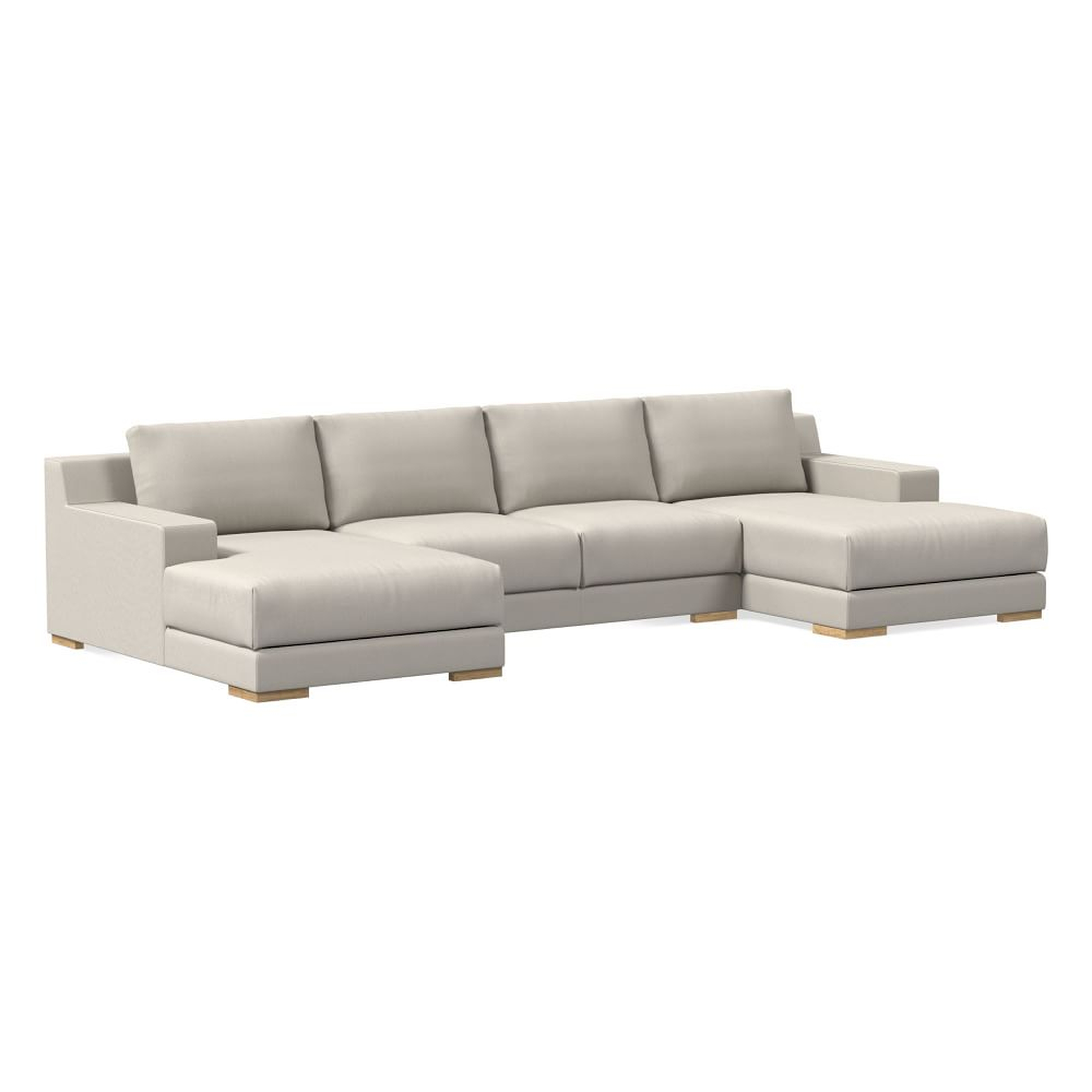 Dalton 151" 3-Piece U-Shaped Chaise Sectional, Yarn Dyed Linen Weave, Alabaster, Almond - West Elm