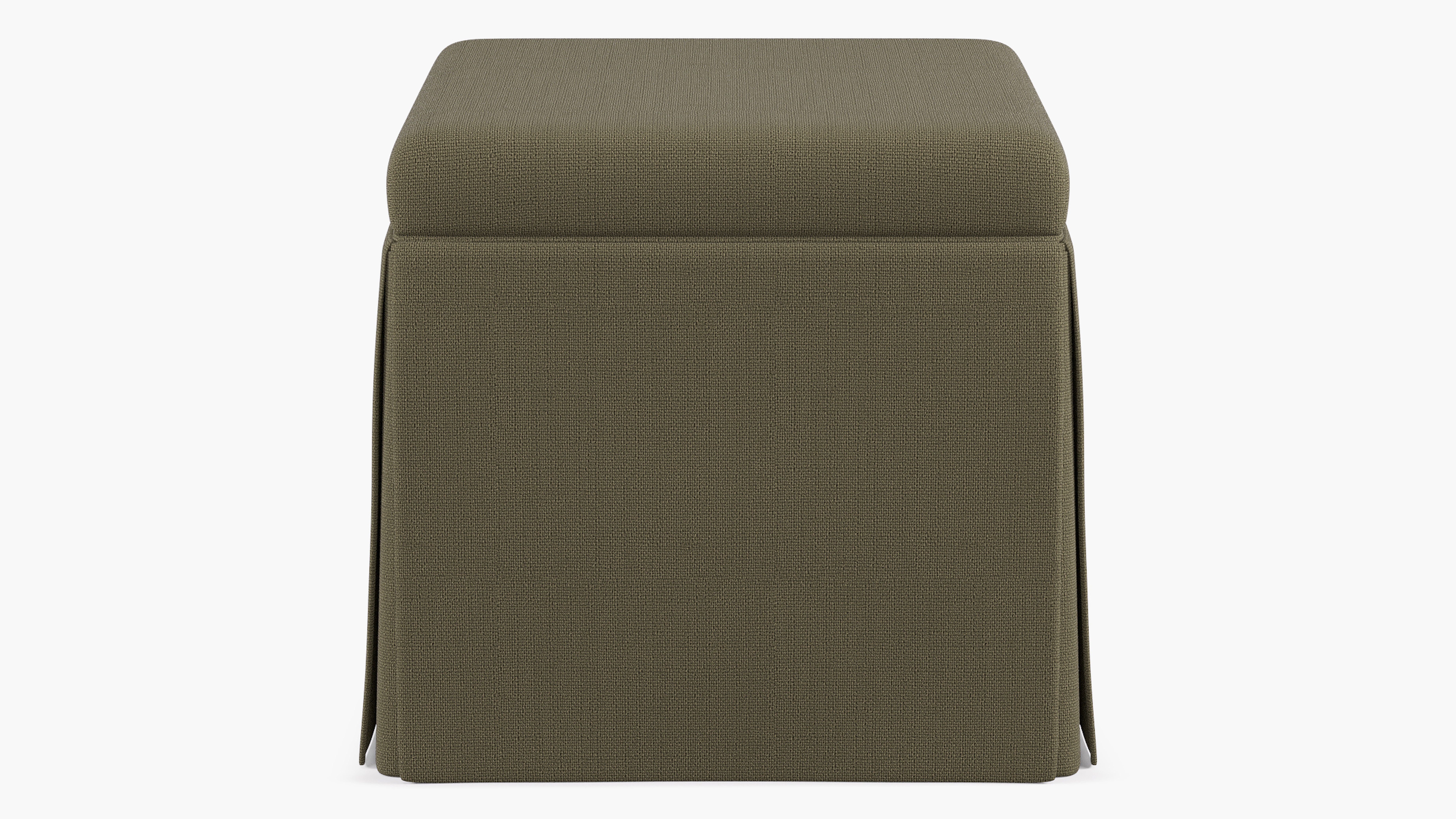 Skirted Storage Ottoman | Olive Linen - The Inside