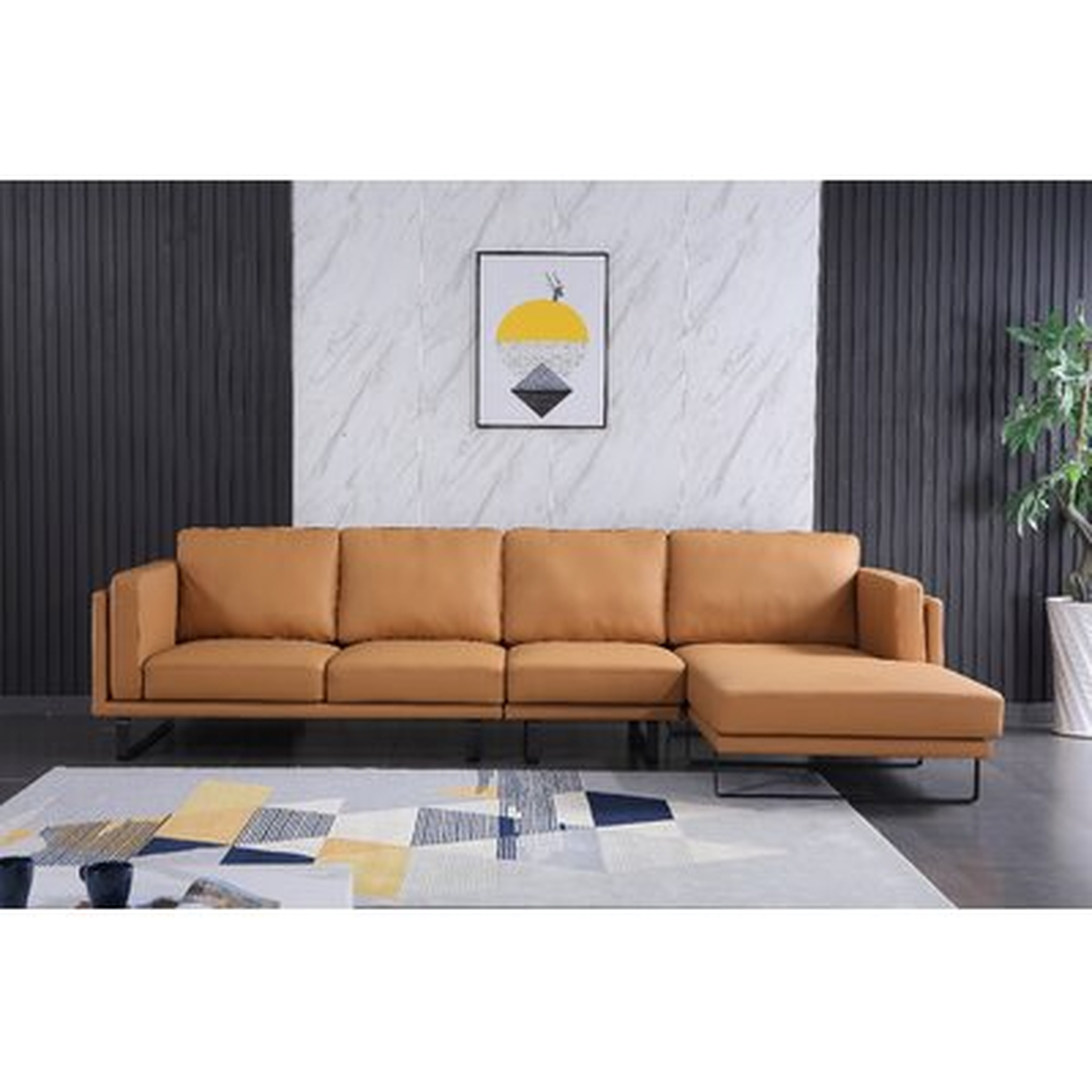 Daltry 127" Wide Genuine Leather Sofa & Chaise - Wayfair