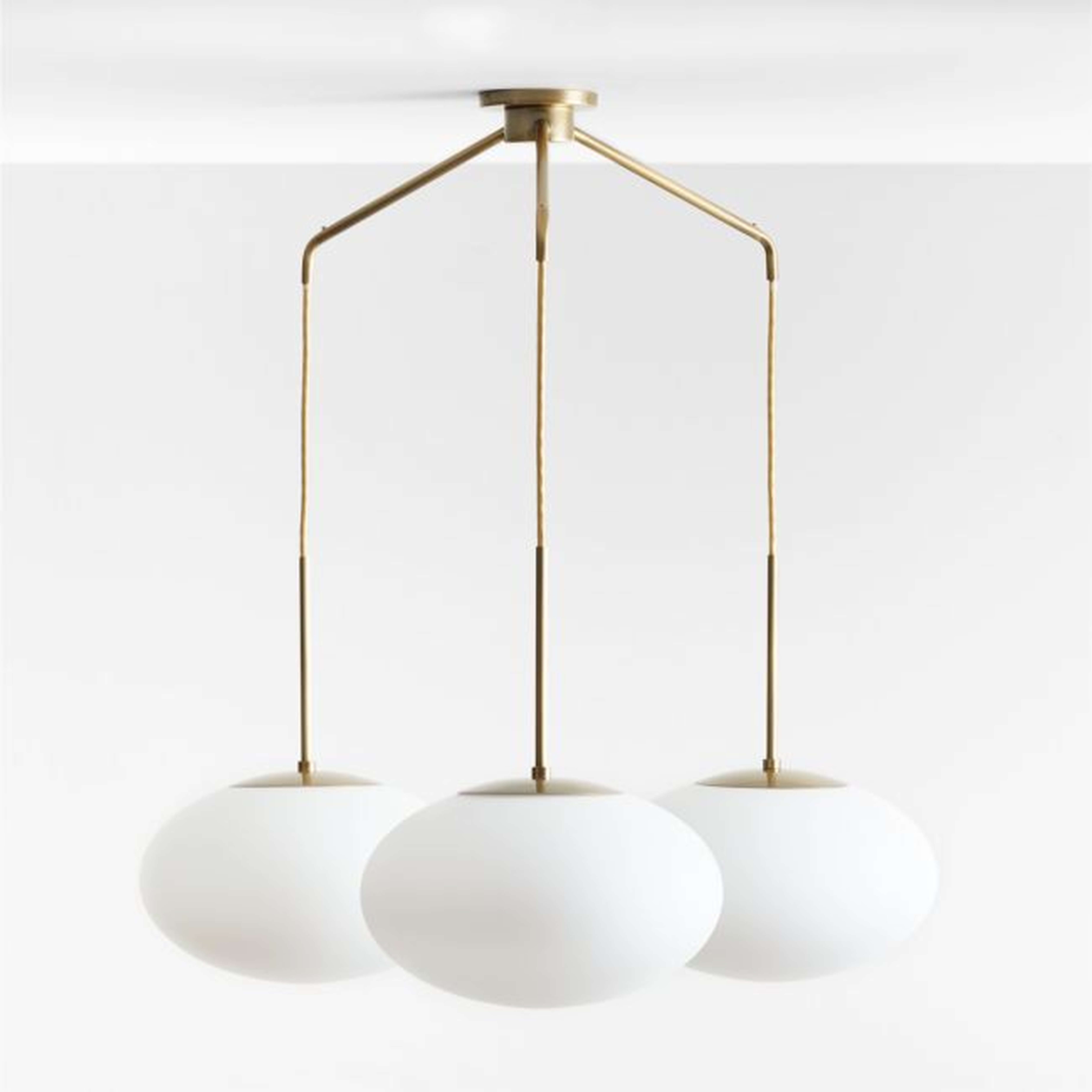 Moon Brass and Glass 3-Light Chandelier - Crate and Barrel