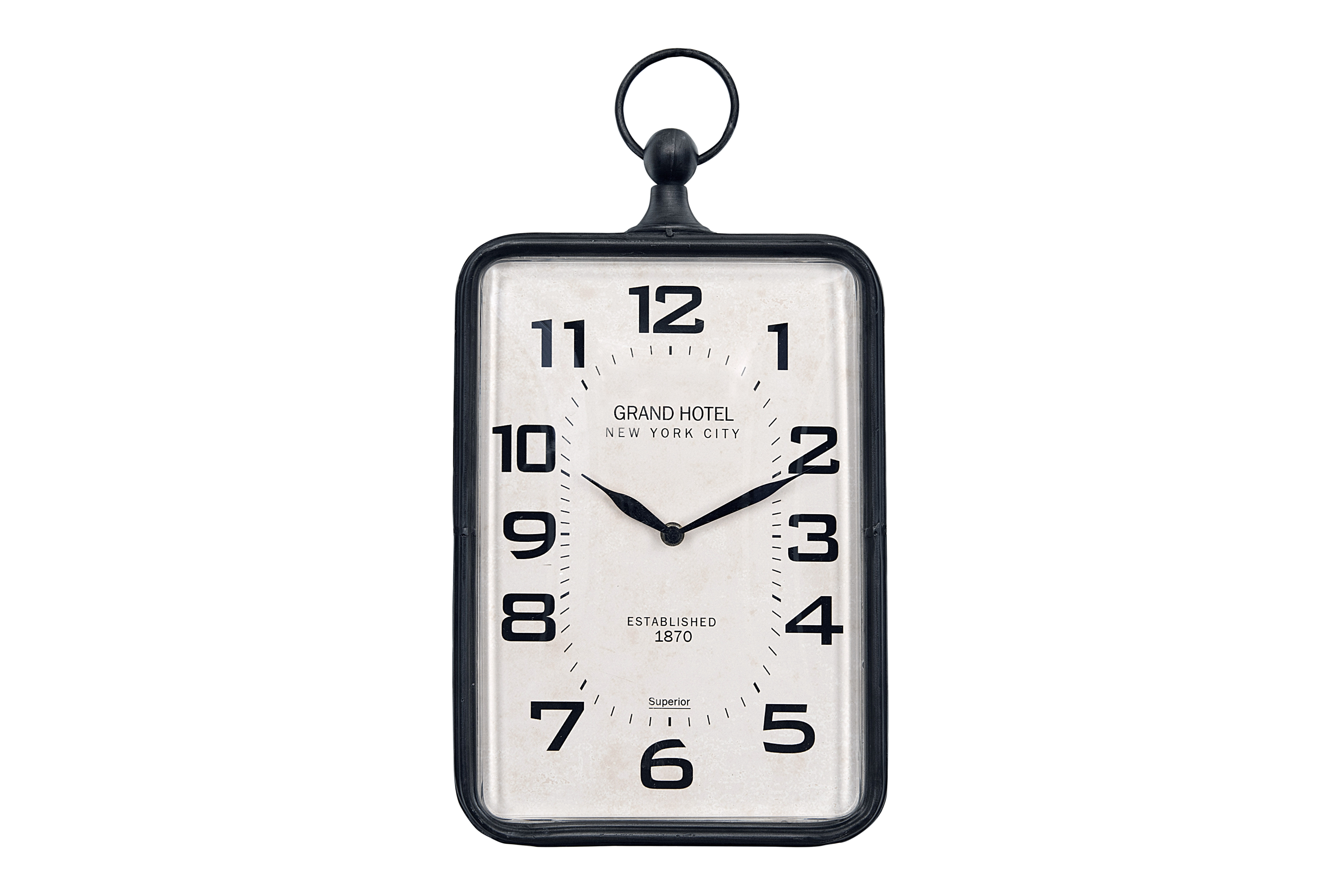 Metal Rectangle Hanging Clock with Handle Decoration on Top - Nomad Home