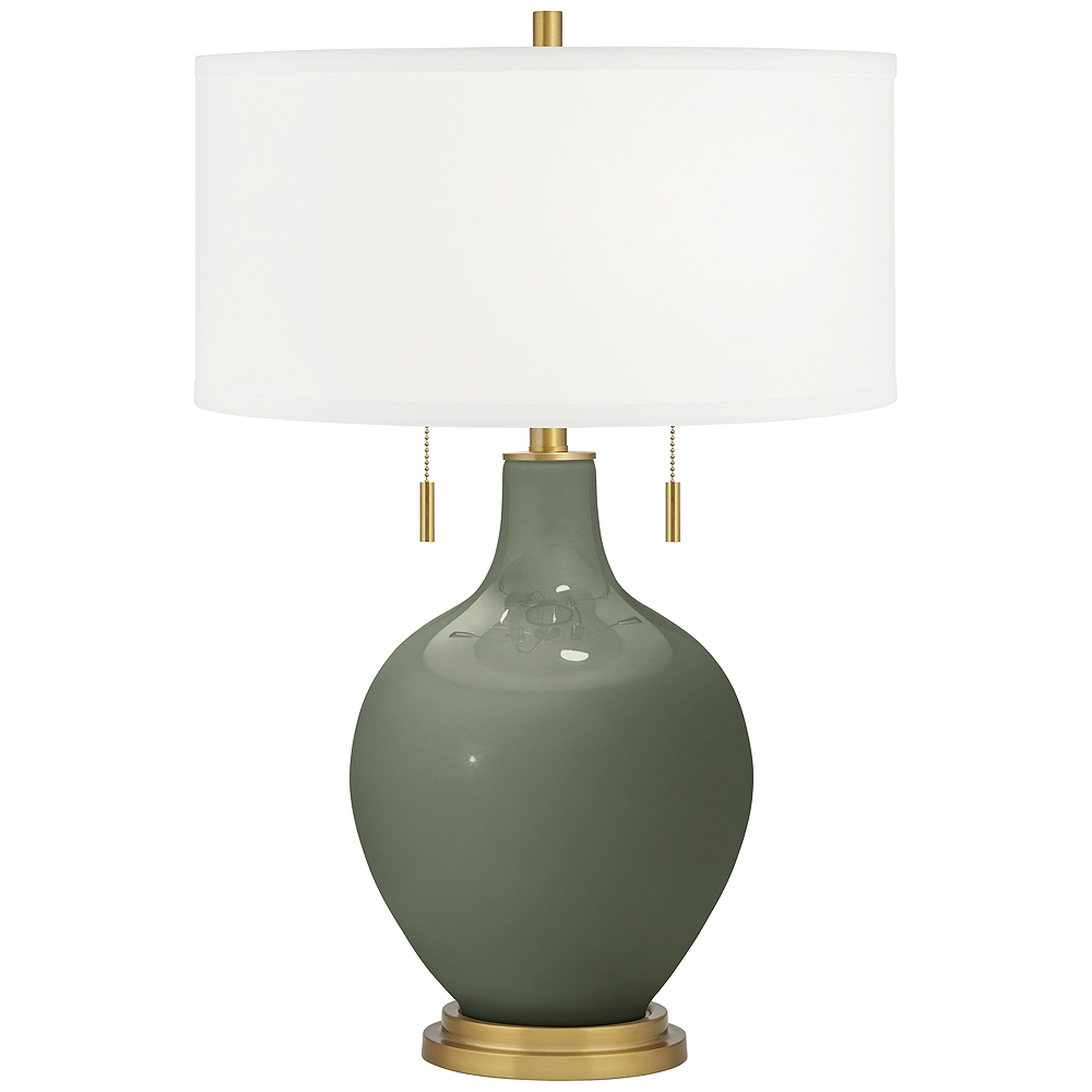 Deep Lichen Green Toby Brass Accents Table Lamp - Style # 95R90 - Lamps Plus