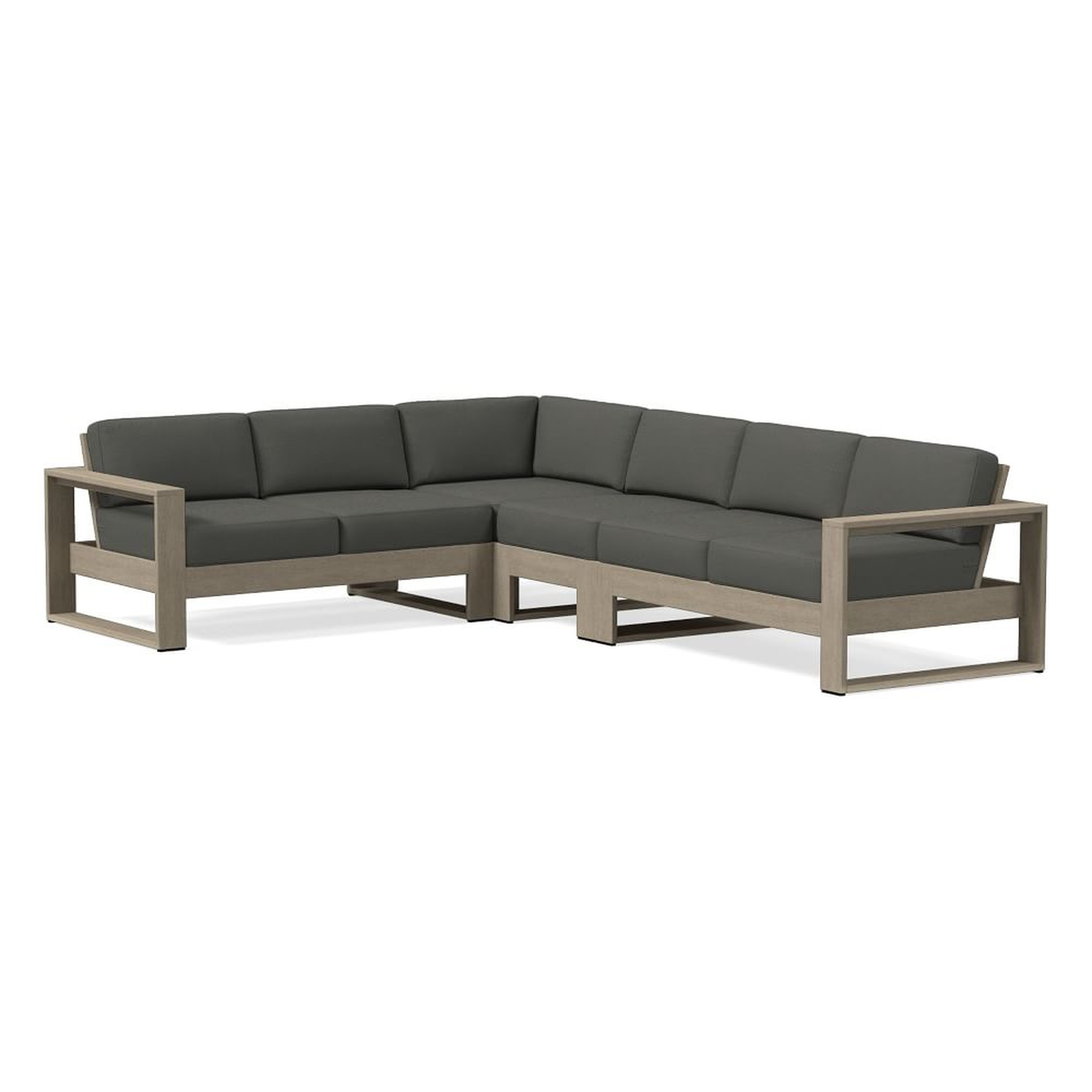 Portside Collection 4 Piece Sectional, 2X Sectional, Sofa, + Corner + Single/Lounge Slipcover, Cast Charcoal - West Elm