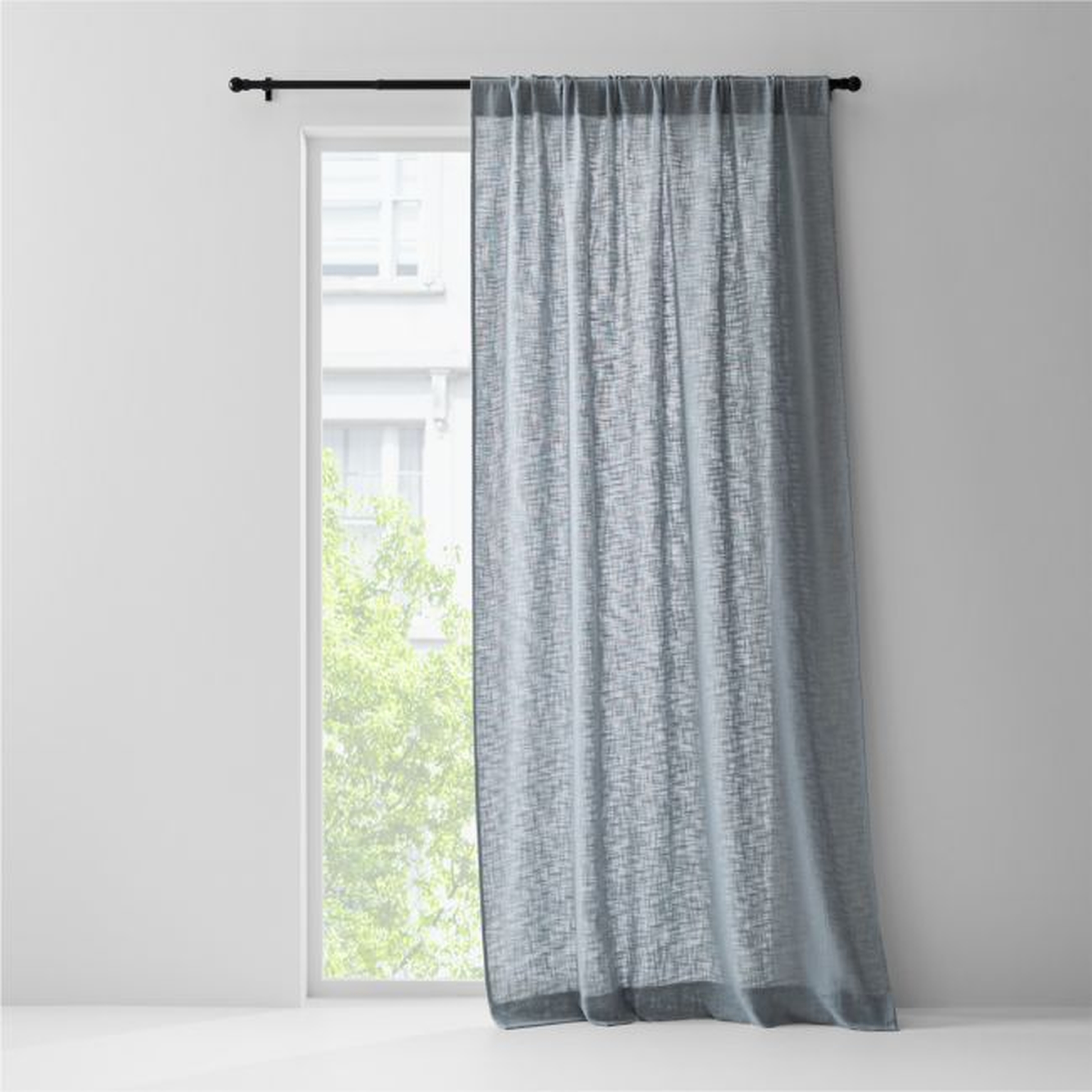 Lindstrom Mist Blue Organic Cotton Sheer Window Curtain Panel 52"x84" - Crate and Barrel