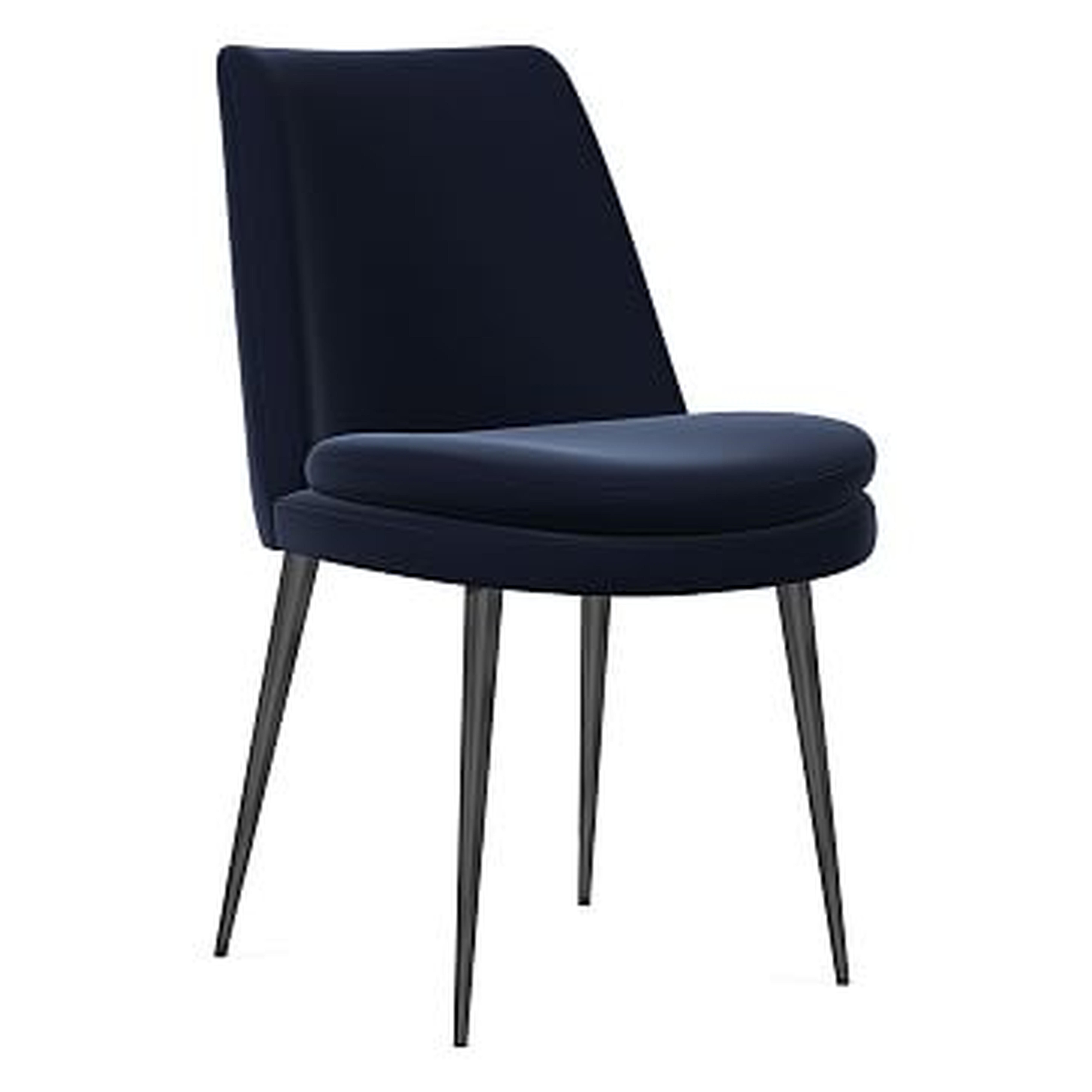 Finley Low Back Dining Chair,Individual, Distressed Velvet, Ink Blue, Gunmetal - West Elm
