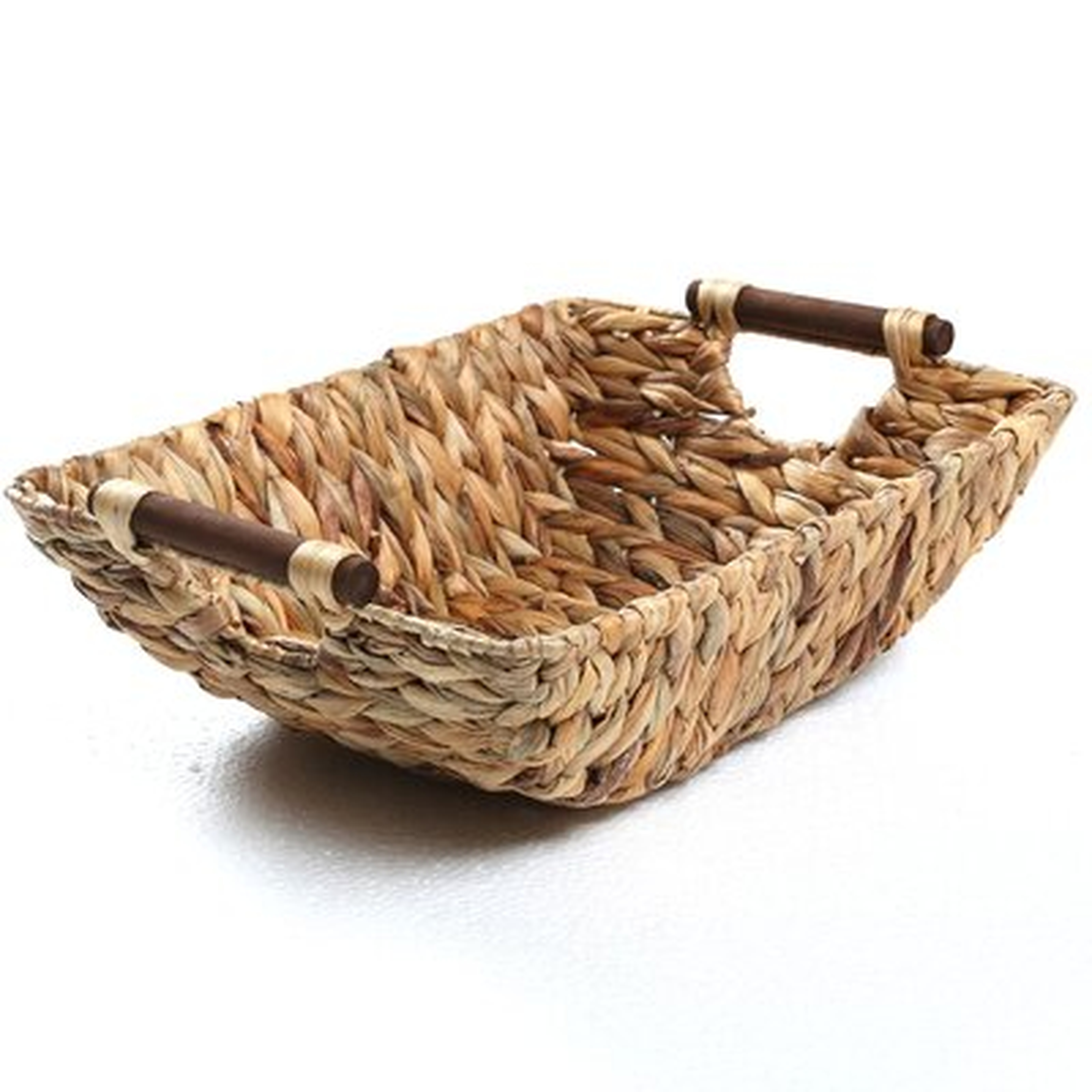 Hyacinth and Wood Handled Wicker Basket - Wayfair