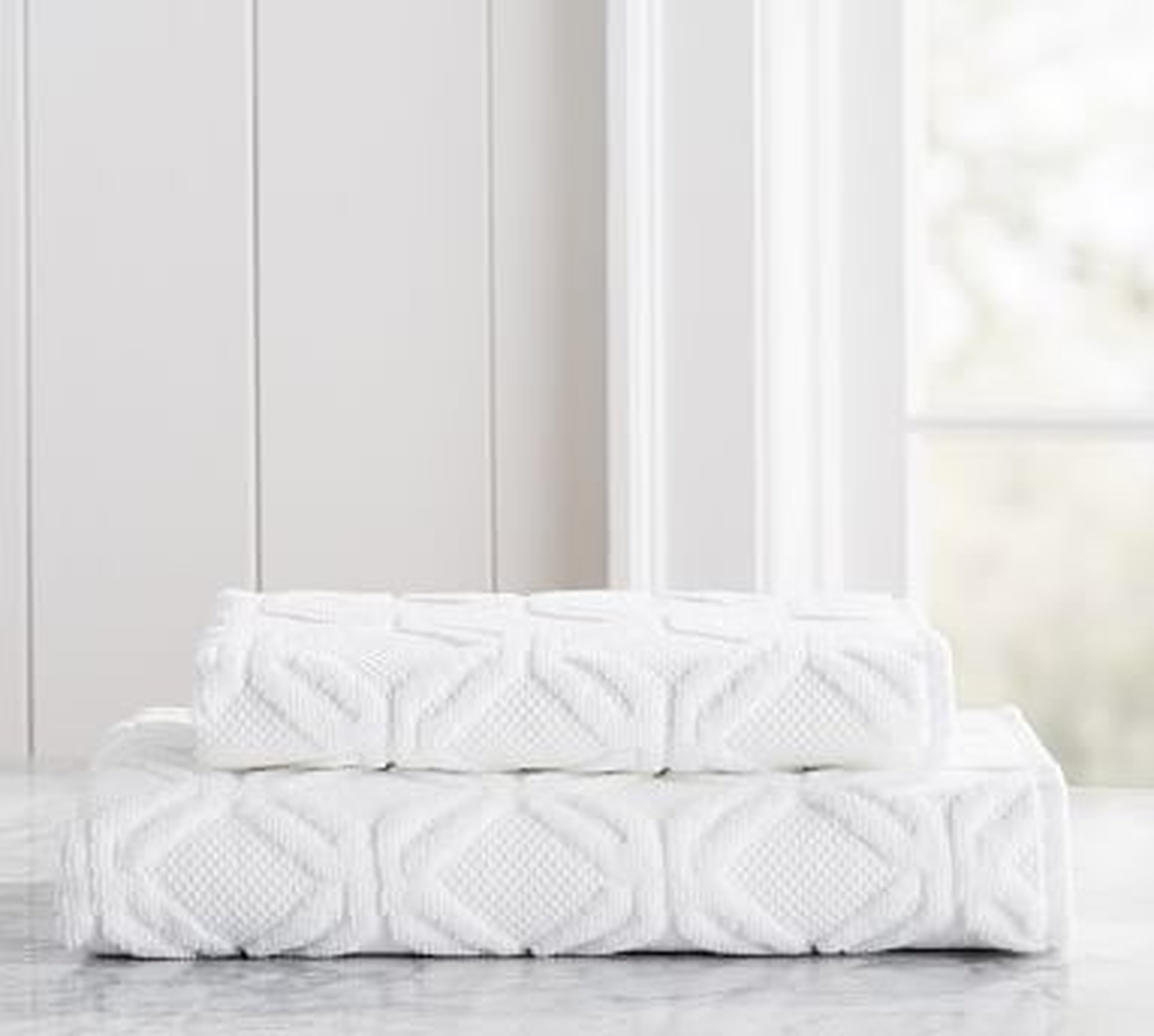 Blakely Organic Sculpted Hydrocotton Hand Towel, White - Pottery Barn