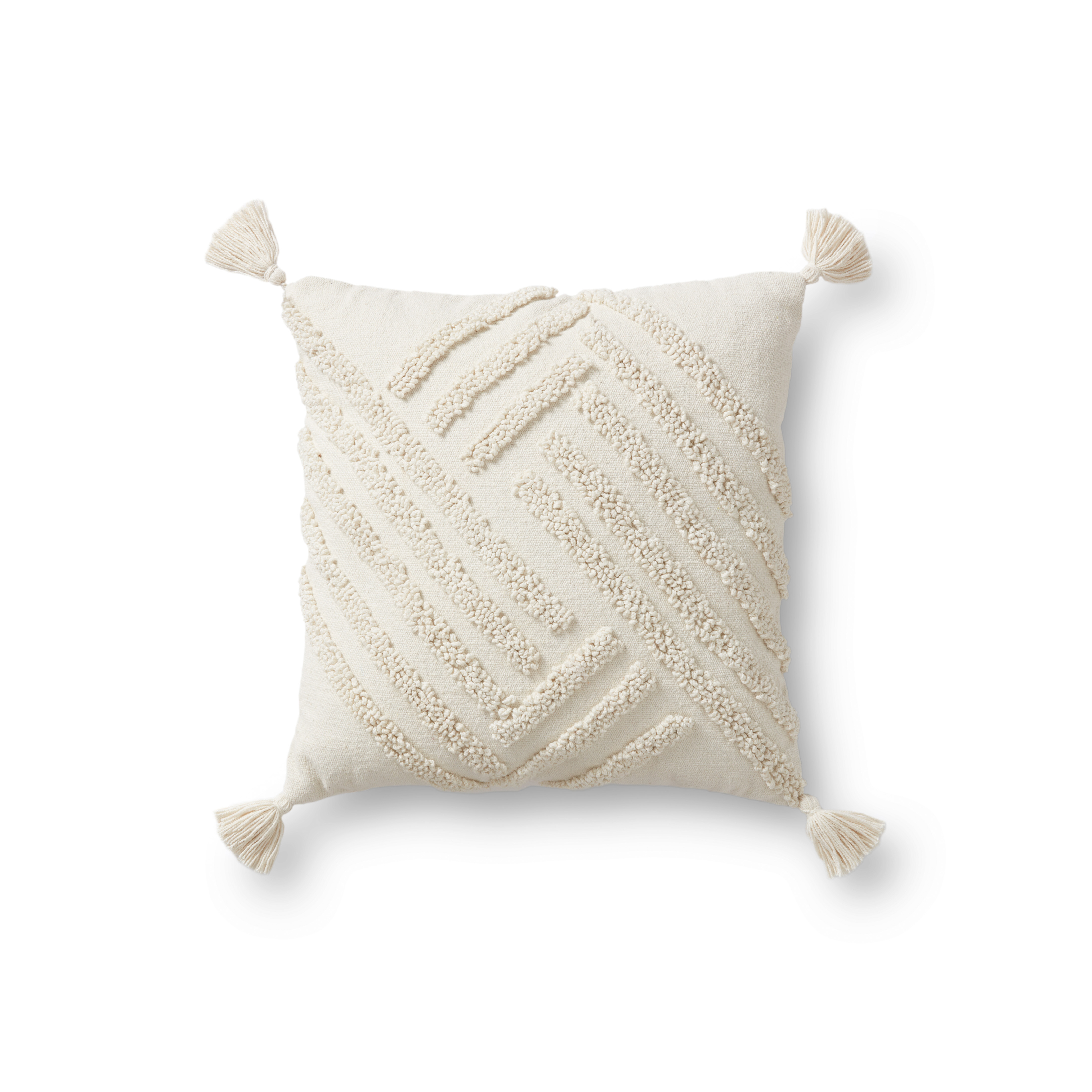 PILLOWS P1165 IVORY 18" x 18" Cover w/Poly - Magnolia Home by Joana Gaines Crafted by Loloi Rugs