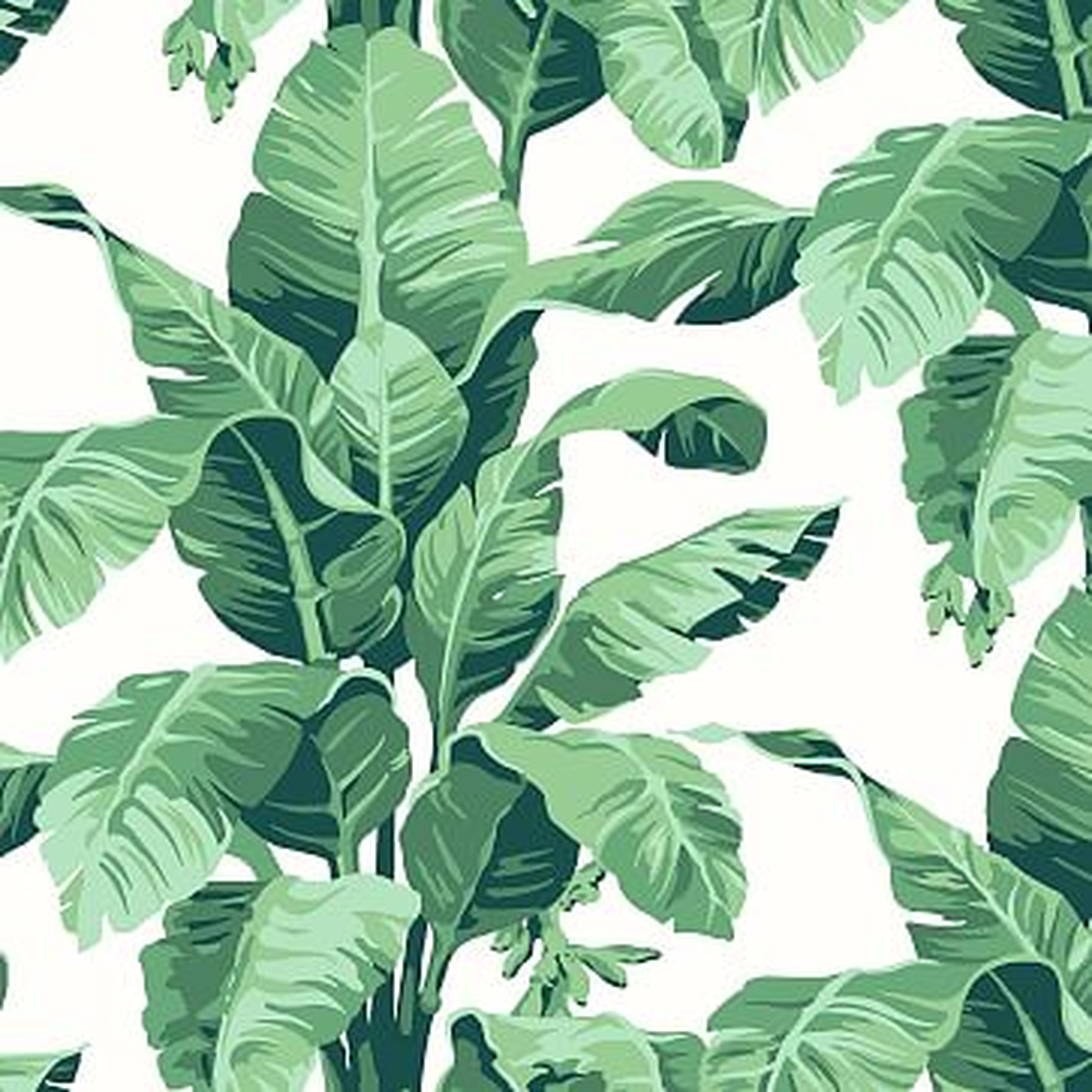 WallShoppe Tropical Leaf Print Wallpaper, "27"x39", Ivory - West Elm