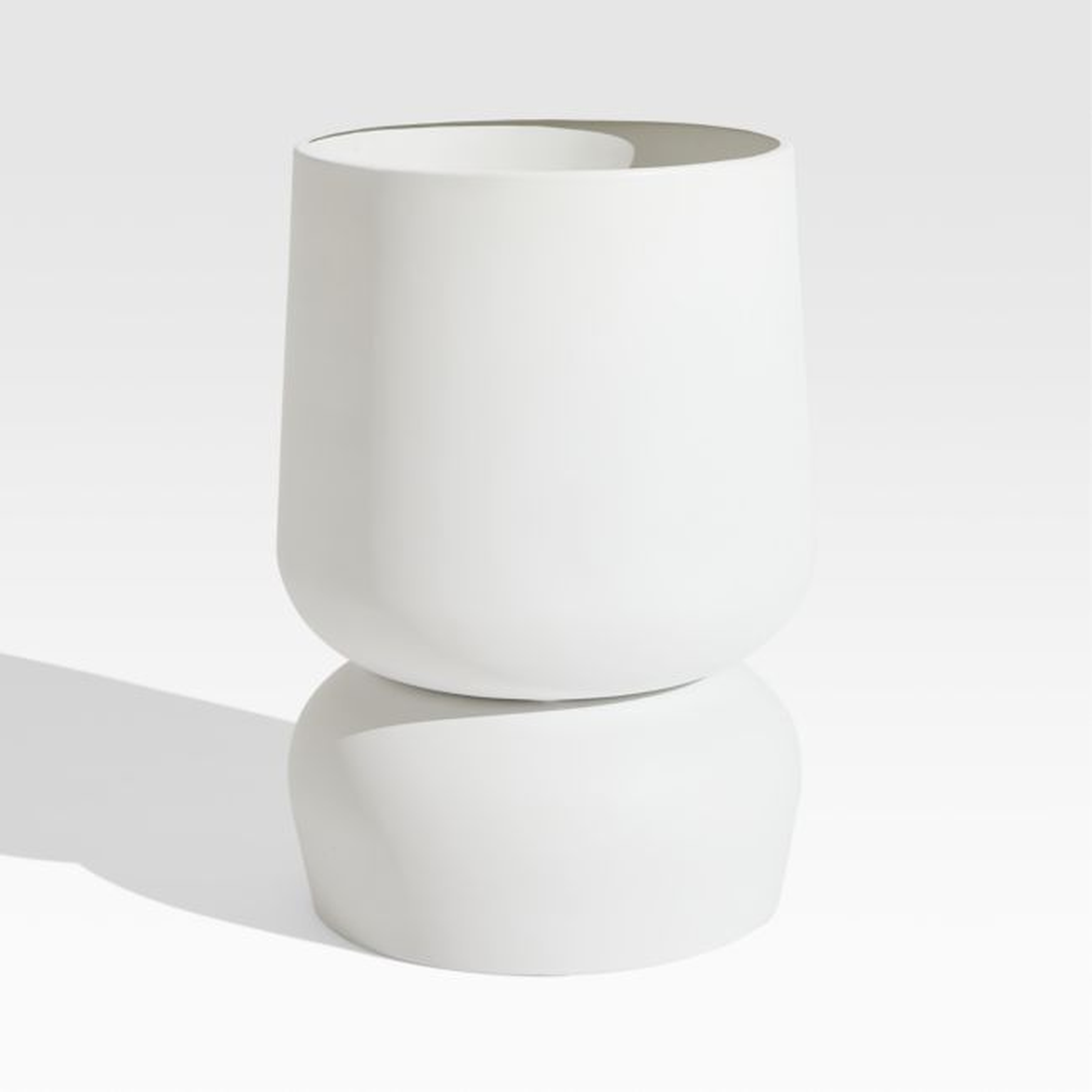 Glencoe 14" x 20.28" Small Reversible White Metal Planter - Crate and Barrel