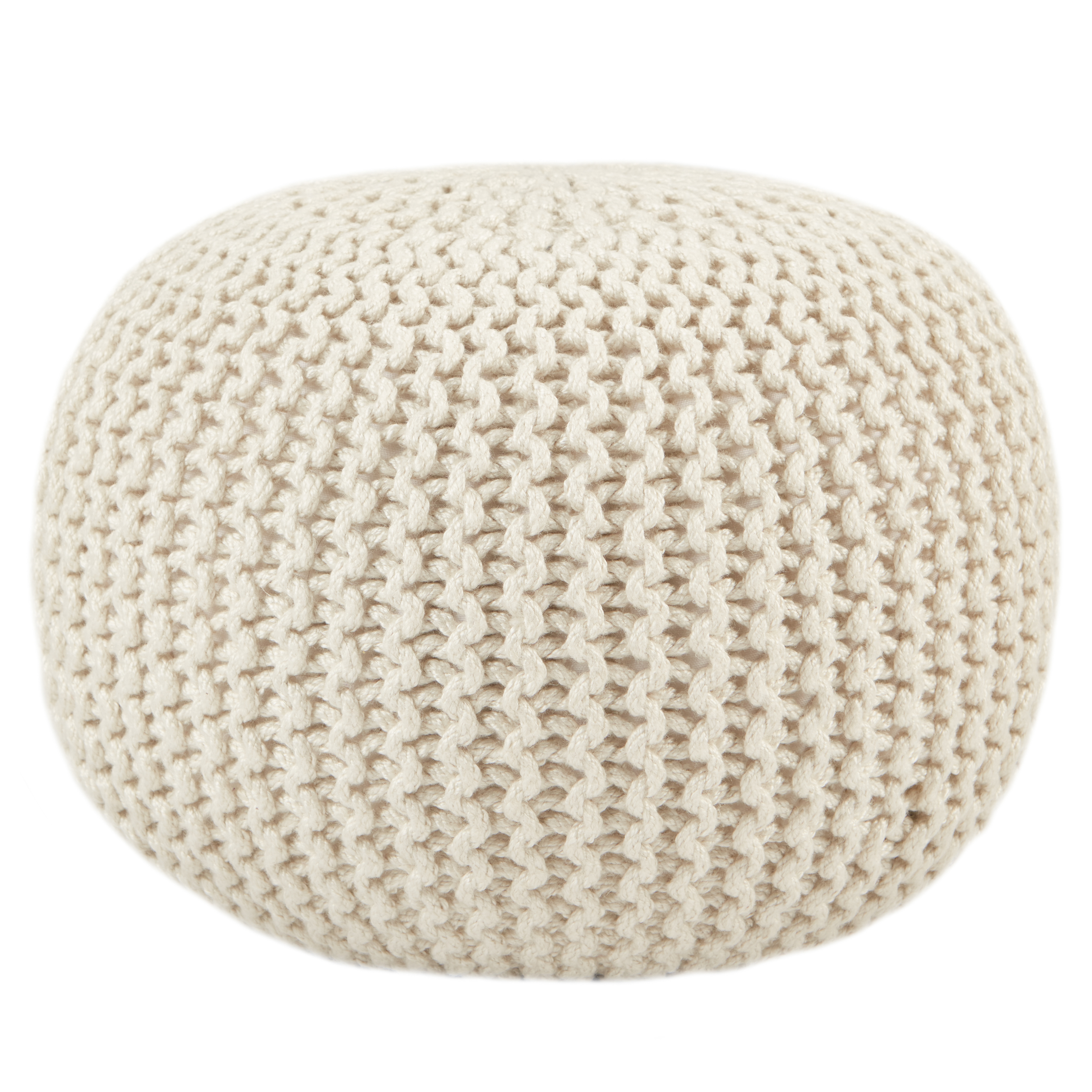 Asilah Indoor/Outdoor Cylinder Pouf, Ivory, 20" - Collective Weavers