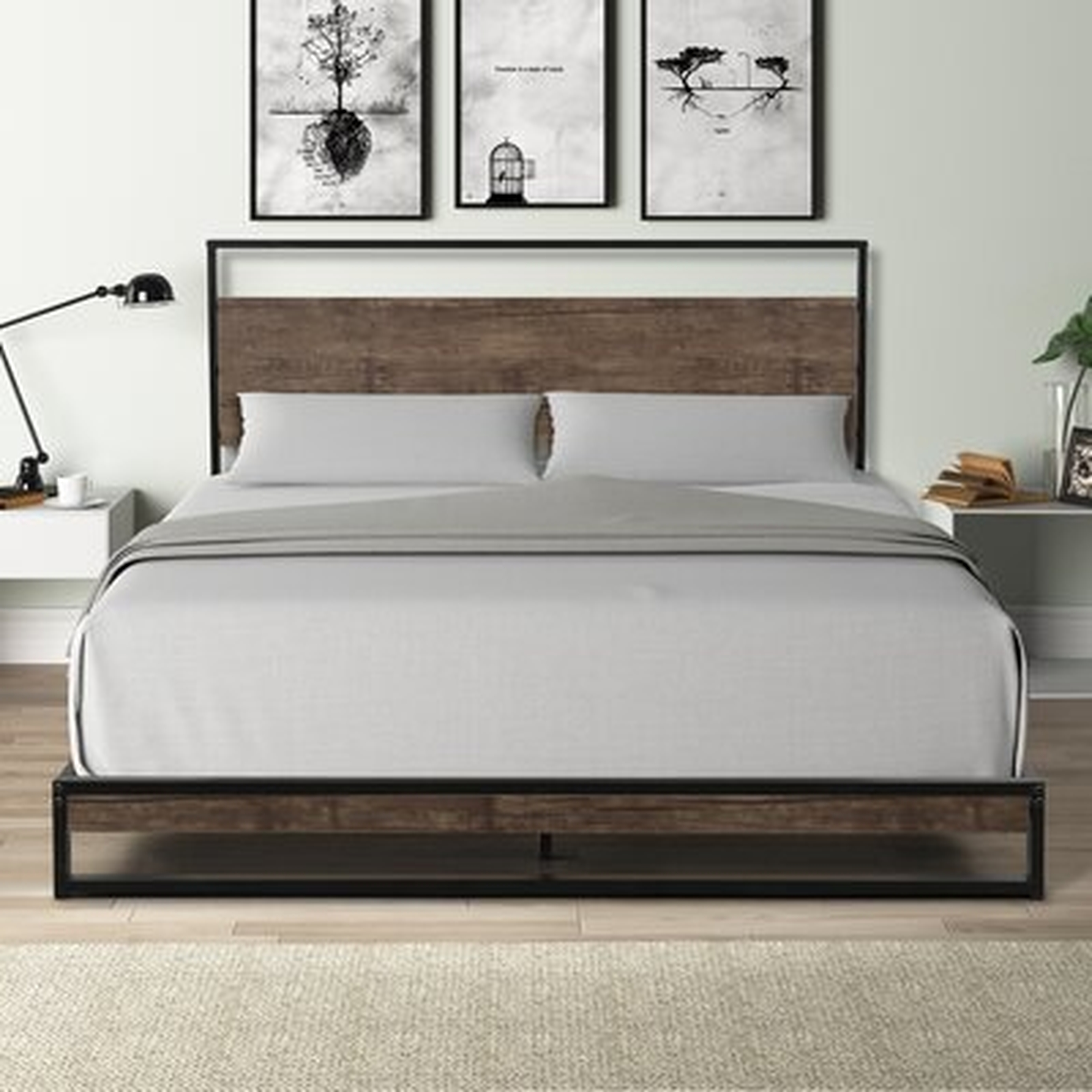 Queen Bed Frame With Wood Slats Metal Bed - Wayfair