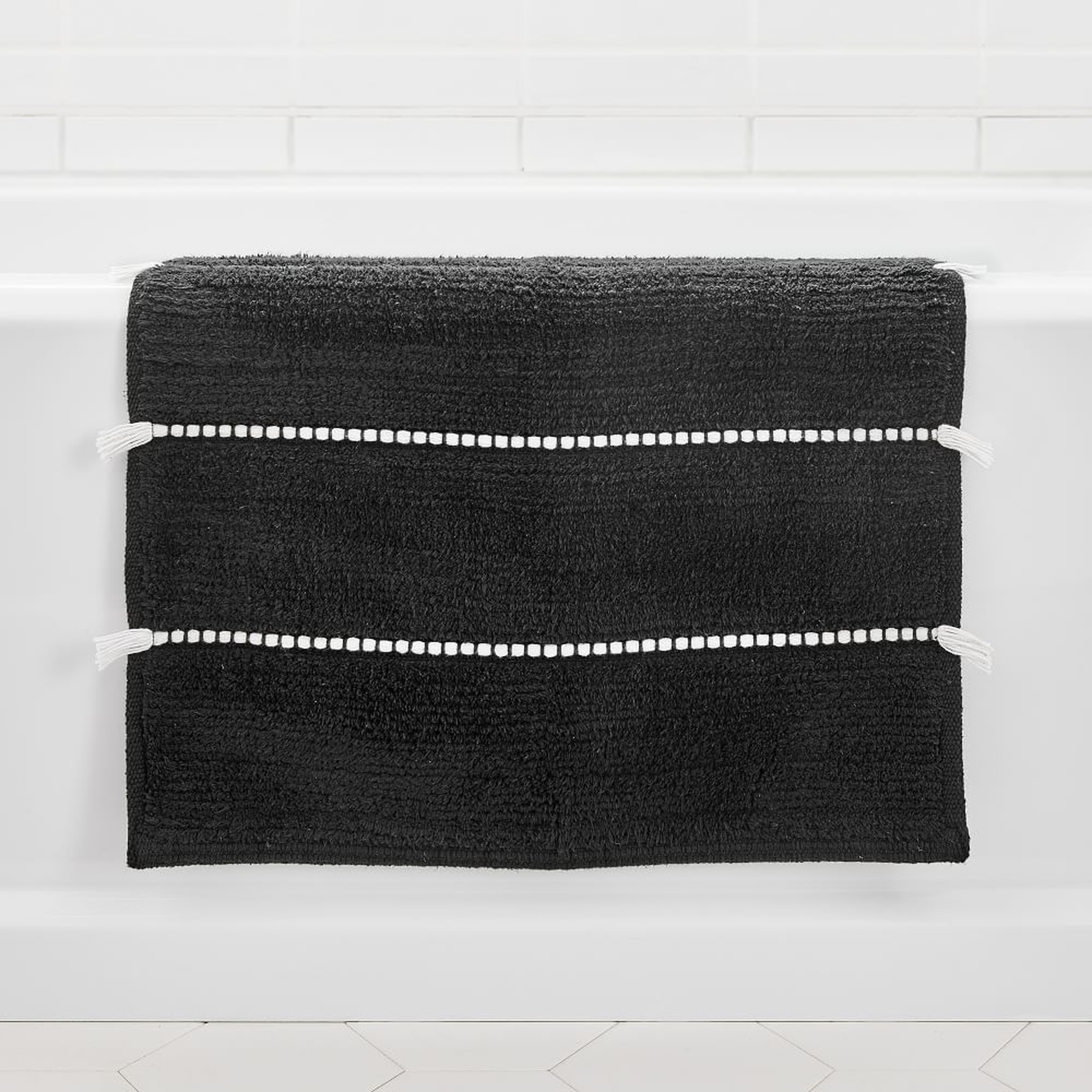 Tassel Stripe Bath Mat, Black, 20"x34" - West Elm