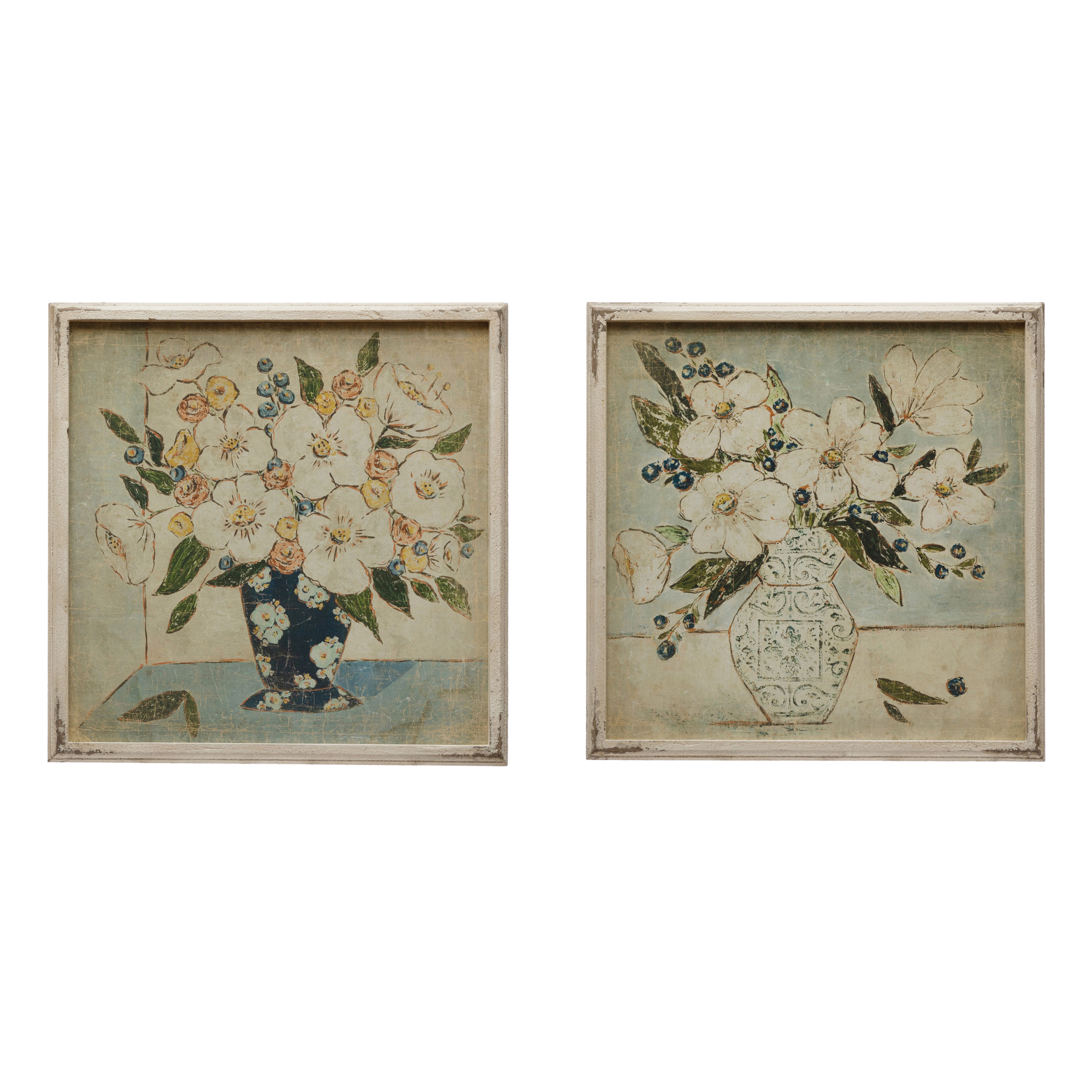 Set of 2, 20"H Square Wood Wall Decor, 2 Styles - Nomad Home
