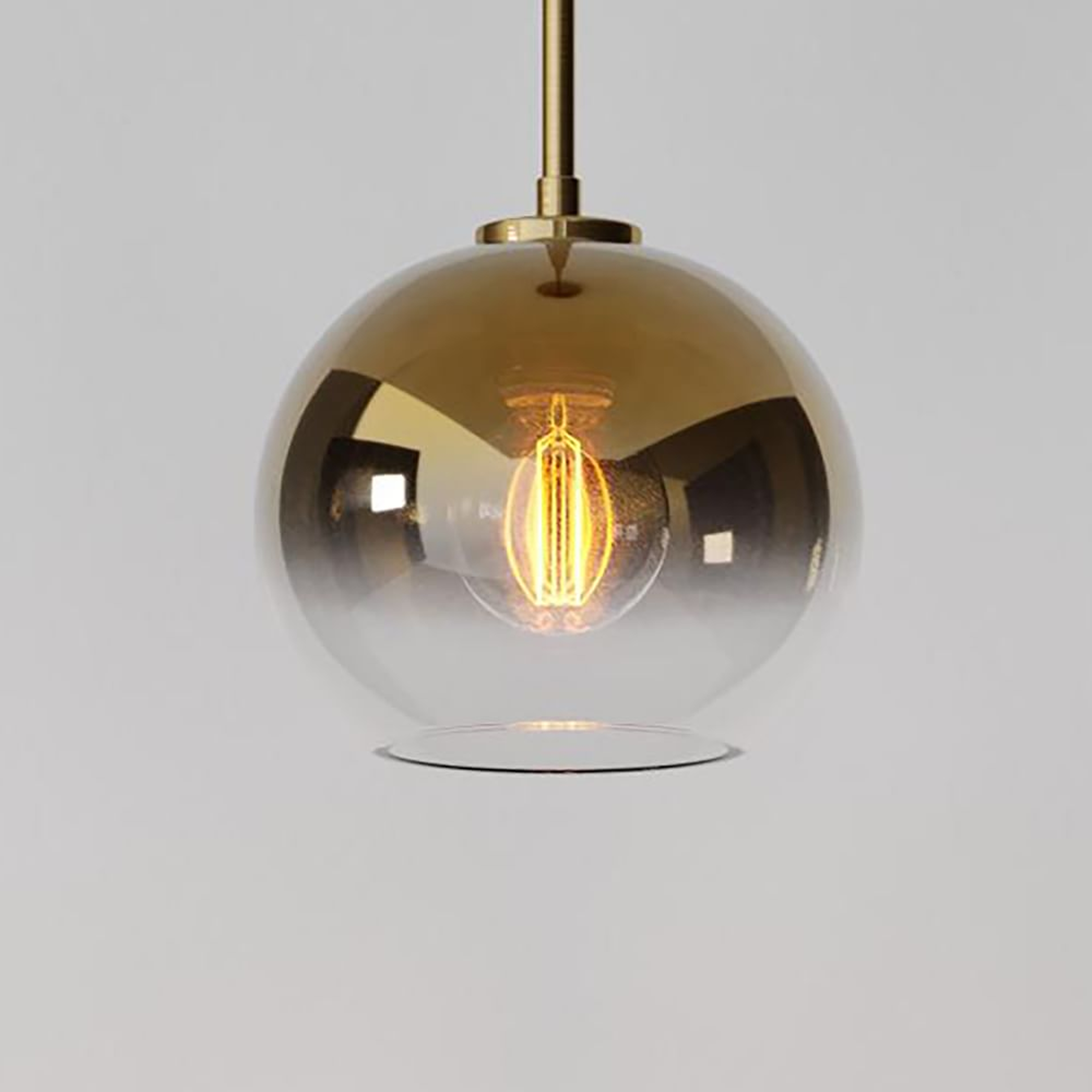 Sculptural Glass Shade, Small Globe, Gold Ombre 8.5" - West Elm