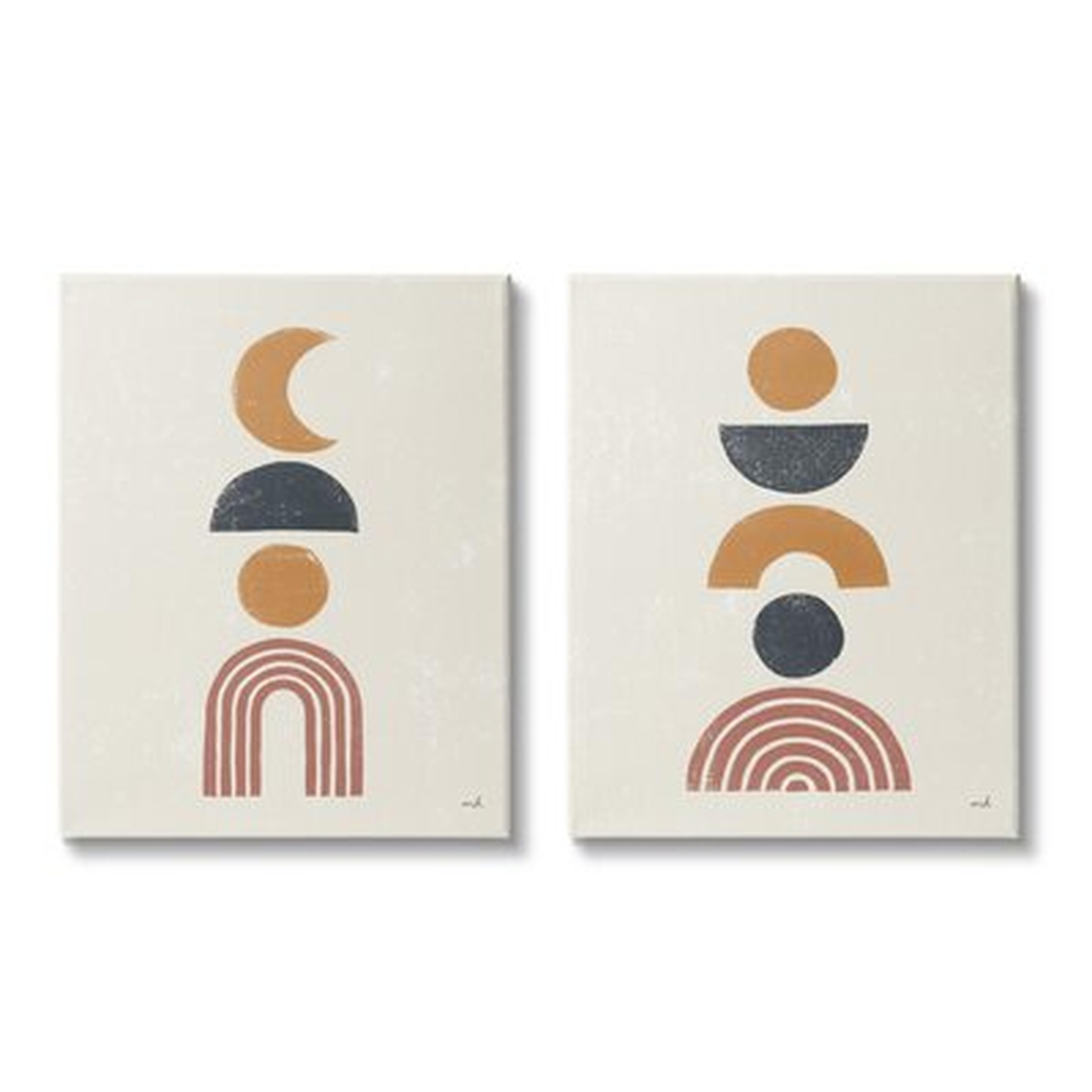 Sun And Moon Bohemian Symbols Neutral Primary by Moira Chocolate - 2 Piece Graphic Art Set - Wayfair